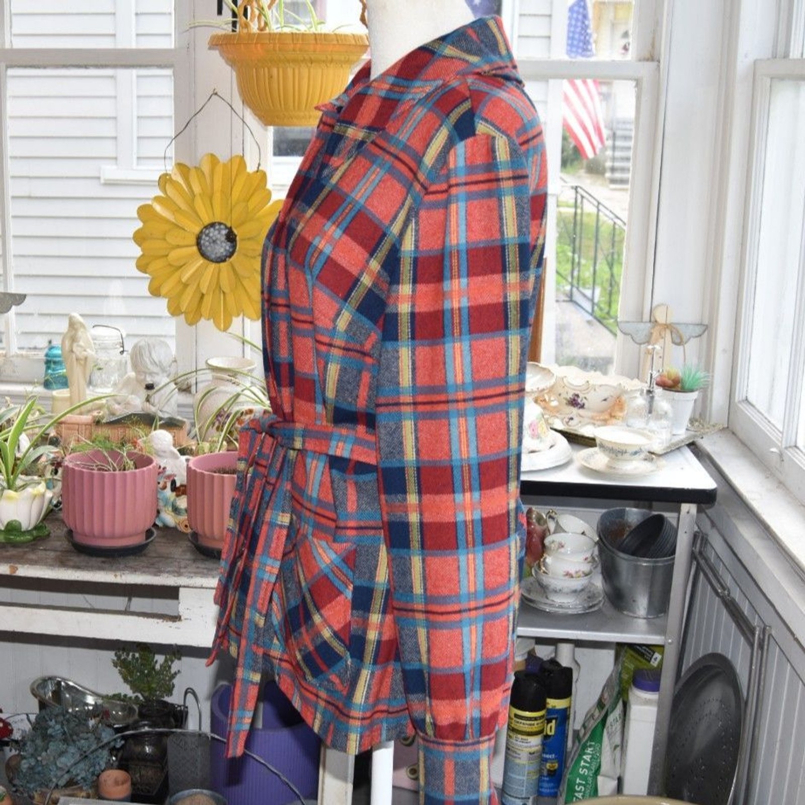 Vintage 60s-70s Pendleton Knockabouts Virgin Wool Plaid Belted Jacket Women’s M