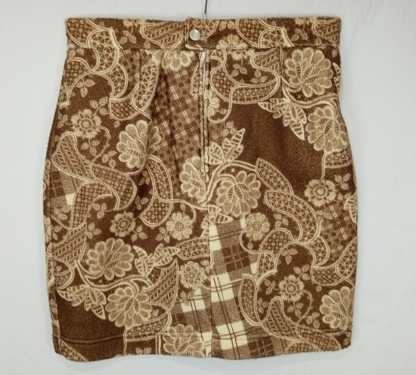 Access cottagecore cabincore Faux wool plaid floral women’s skirt EU 42 ( 8 )