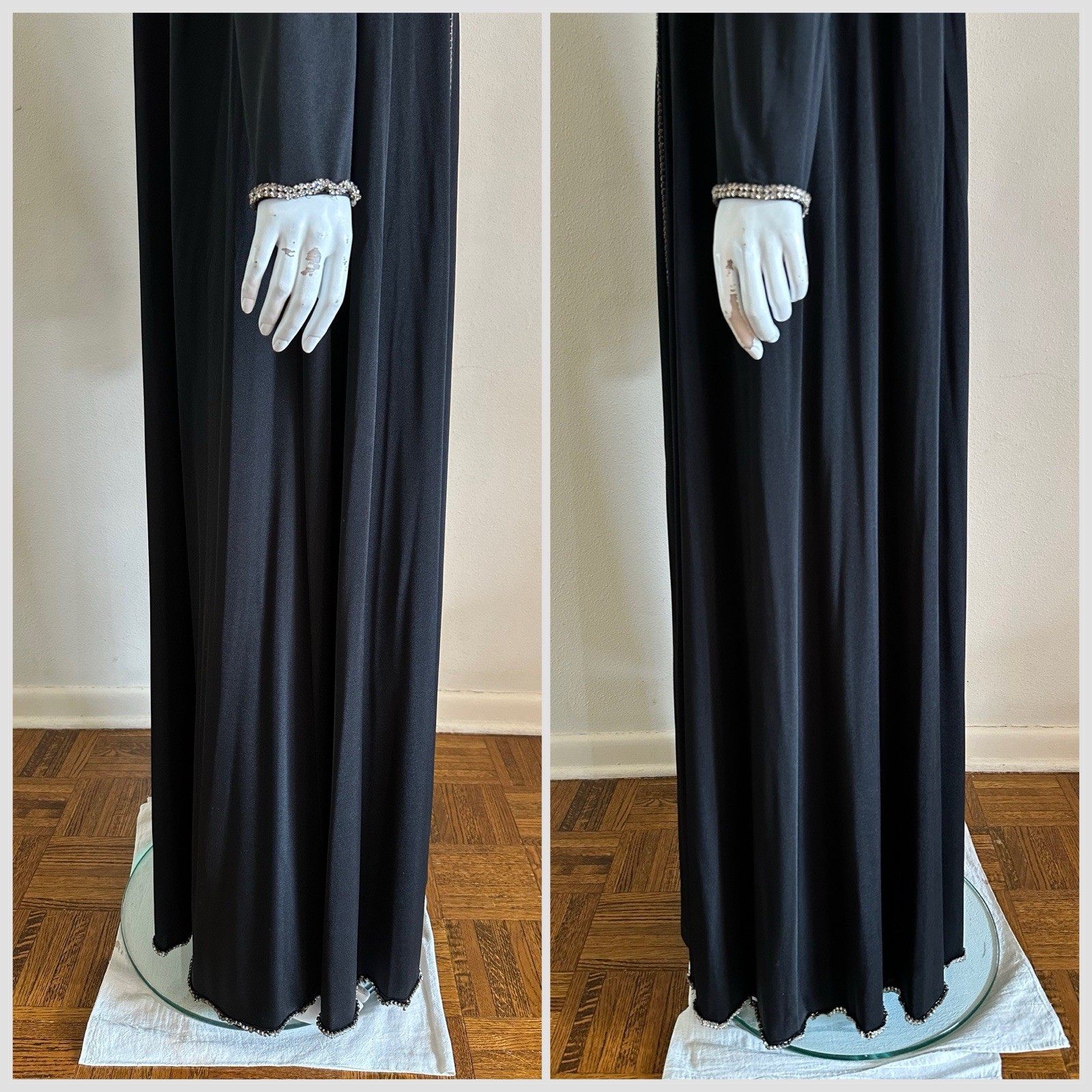 1970s Custom Opera Stage Recital Gown Costume Shoulder Cape Rhinestone Dress VTG