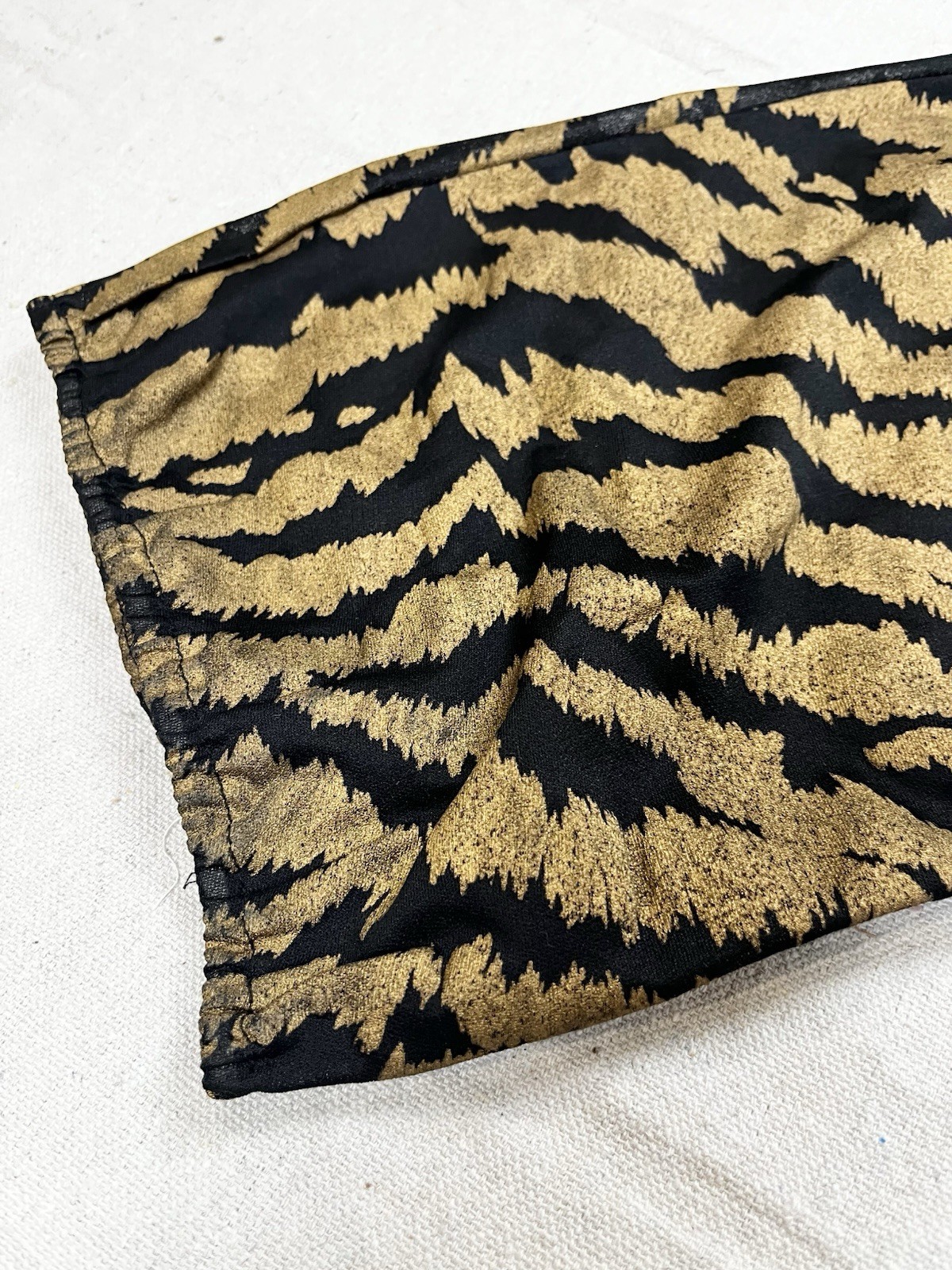 Vintage 70s 80s California Connections Black Gold Semi Sheer Tiger Print Top Med