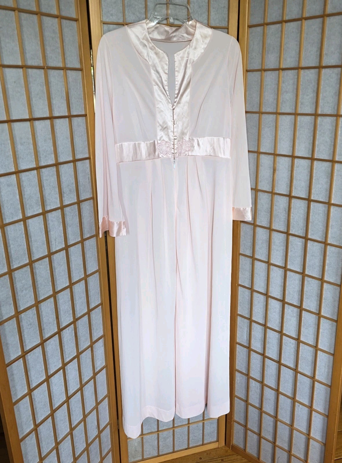 Gossard Artemis Vtg 50-60s Nylon Robe Housecoat Button/Zip Med Pale Pink