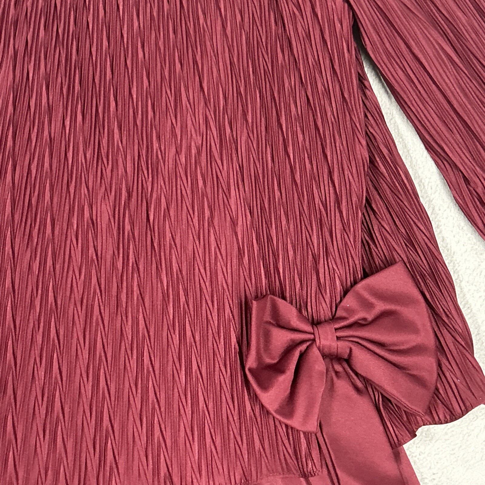 David Rose Dress Womens Size 14 Burgundy Pleated Holiday Party Vintage 80’s USA