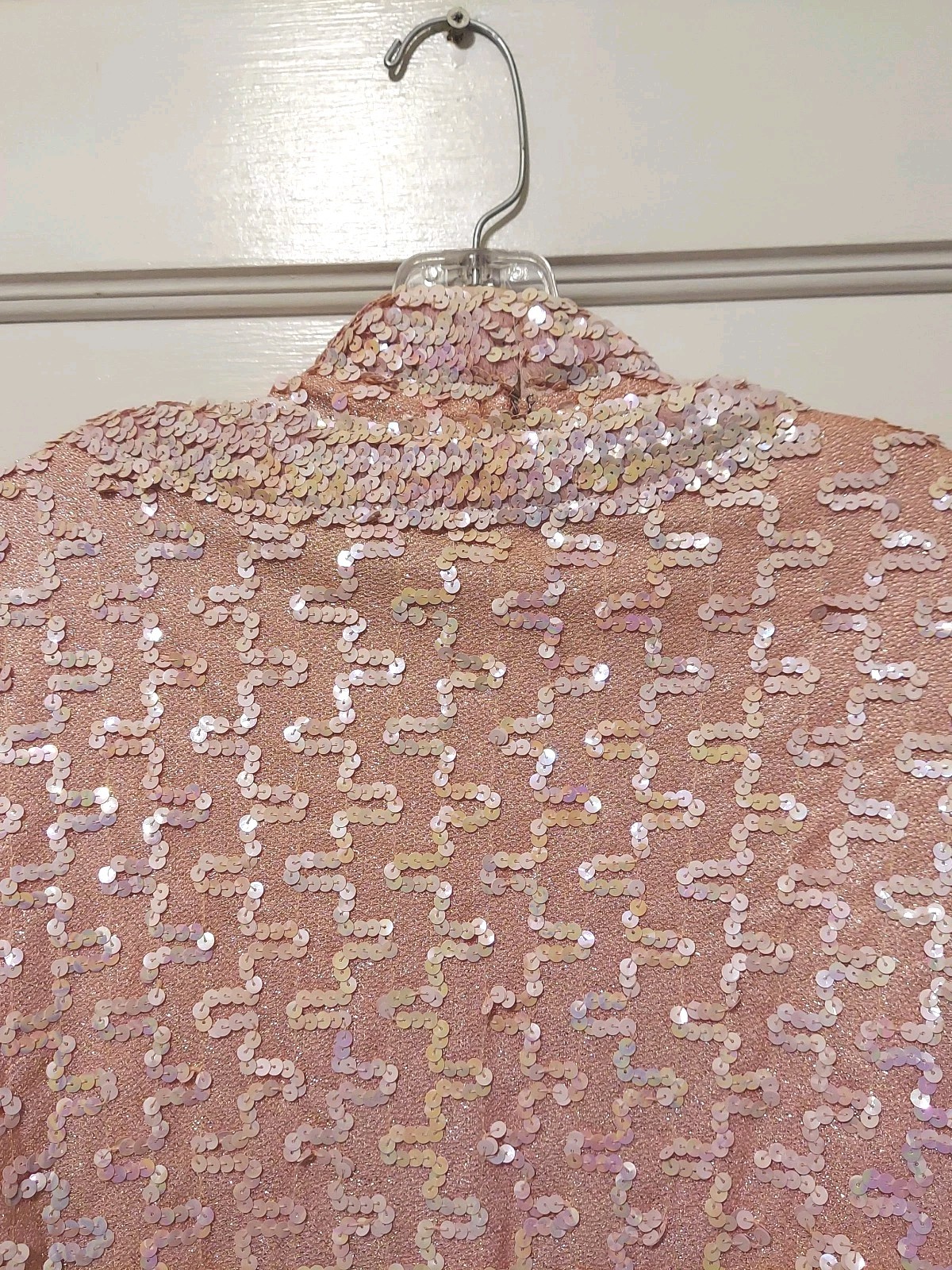 Vtg Lilli Diamond Ladies 2 Pc Pink Sequined Lined Jacket & Top Set