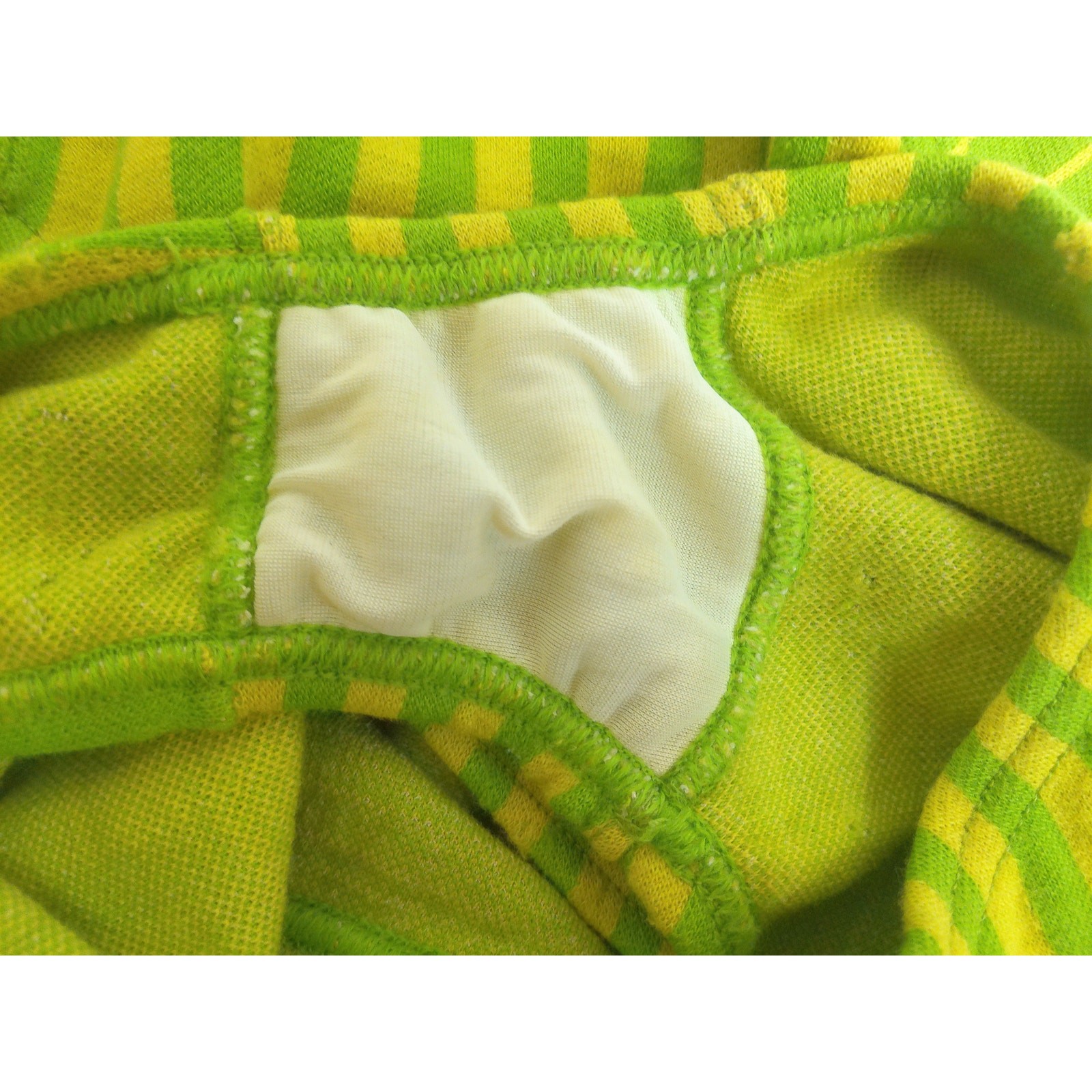 Vtg 1960s Rudi Gernreich Harmon Knitwear Cut Out Swimsuit Green Striped Size 14