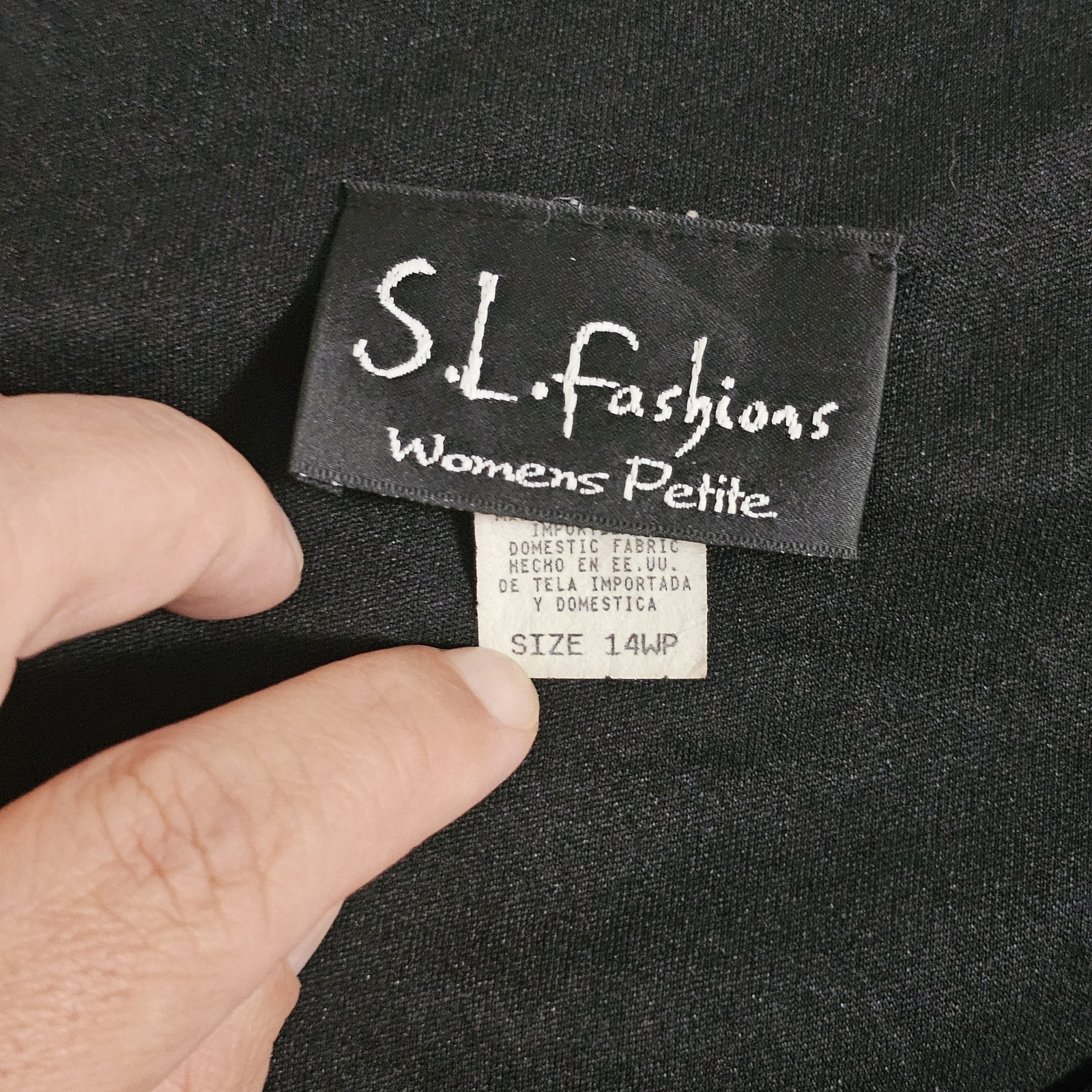 Vtg S. L. Fashions 14WP Black A-Line Dress
