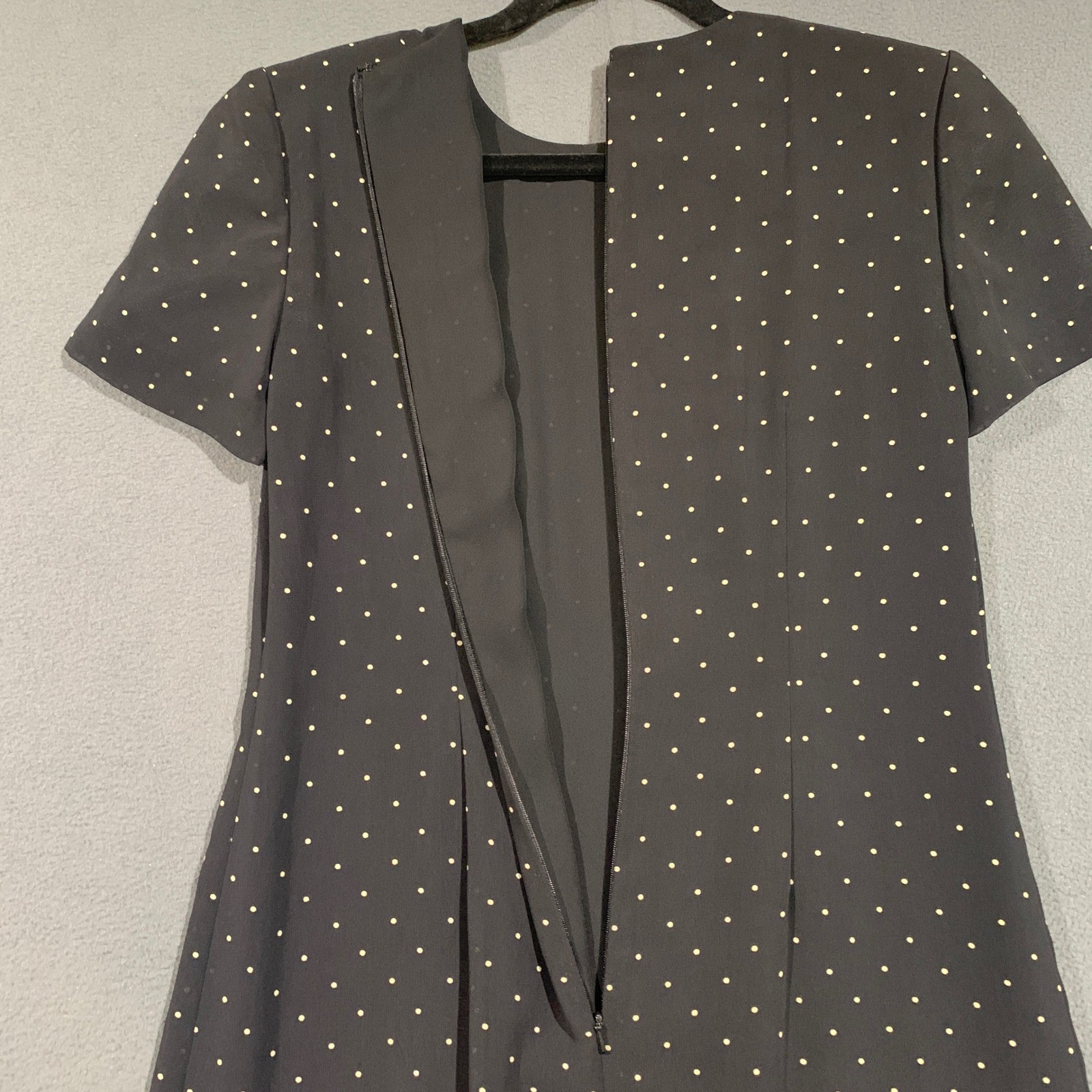 Cynthia Howie for Maggy Boutique Polka Dot Maxi Dress Black Pearl Buttons Size 8