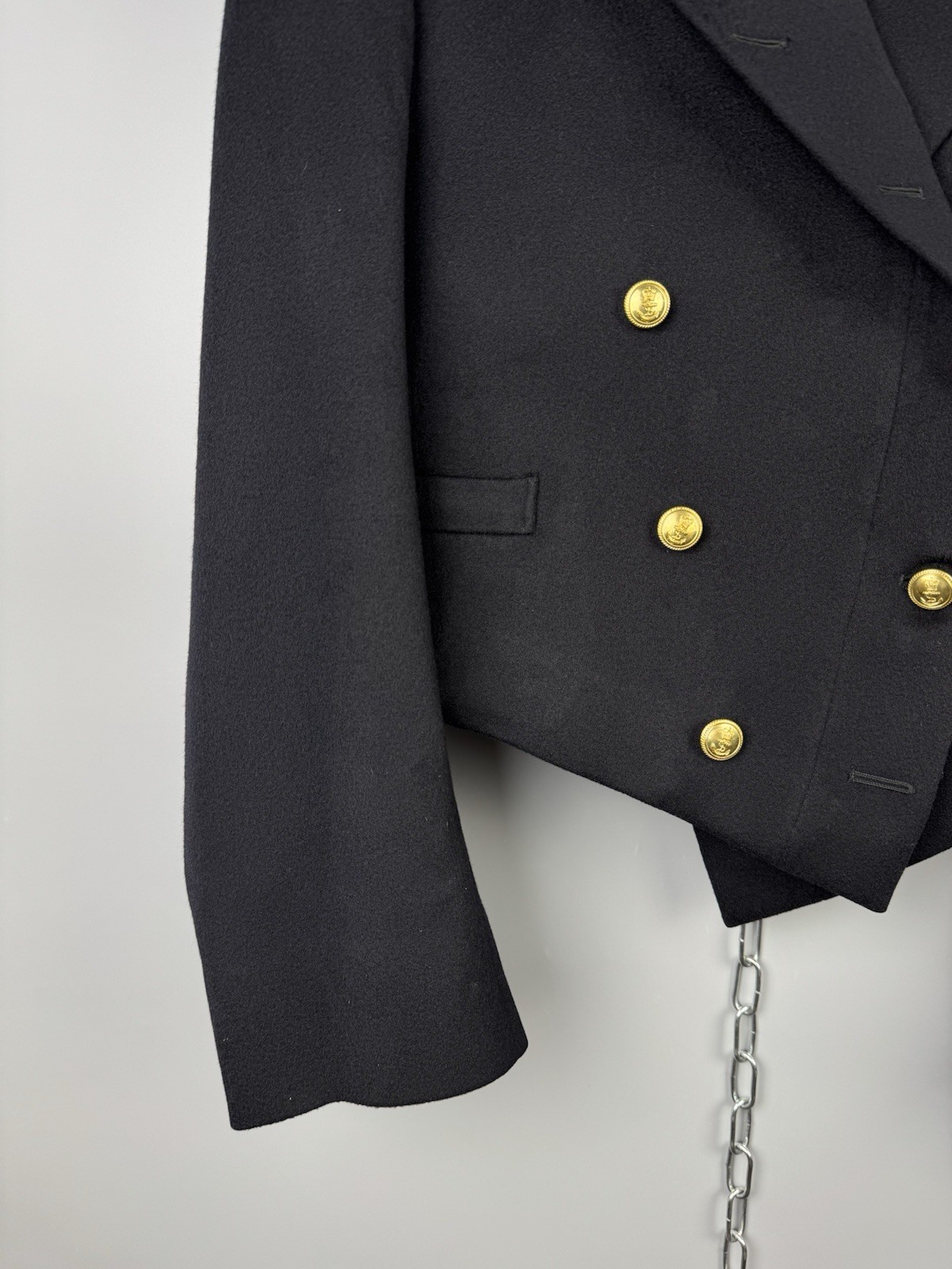 Vintage 1972 Gieves Hawkes Blazer Wool Cropped Naval Officer Jacket Coat