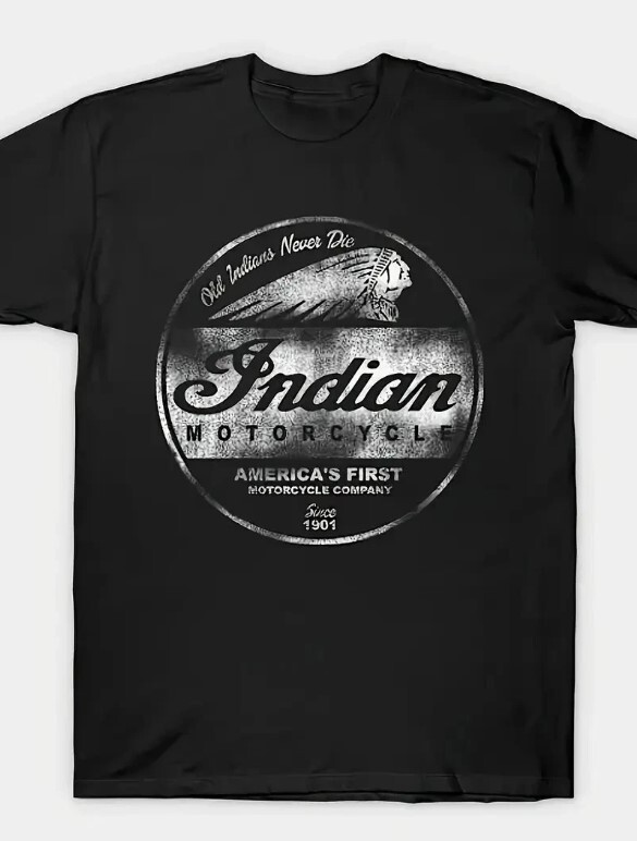 Vintage Indian Motorcycle (T19B) Crew Neck Men’s Black T-Shirt