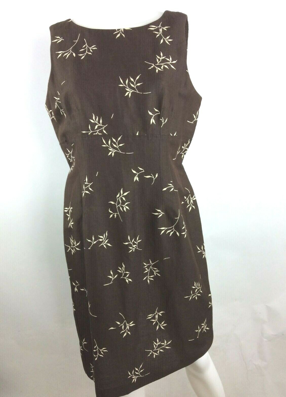 John Roberts Vintage Women Sleeveless Dress Brown Print Size 14 Petite (54)