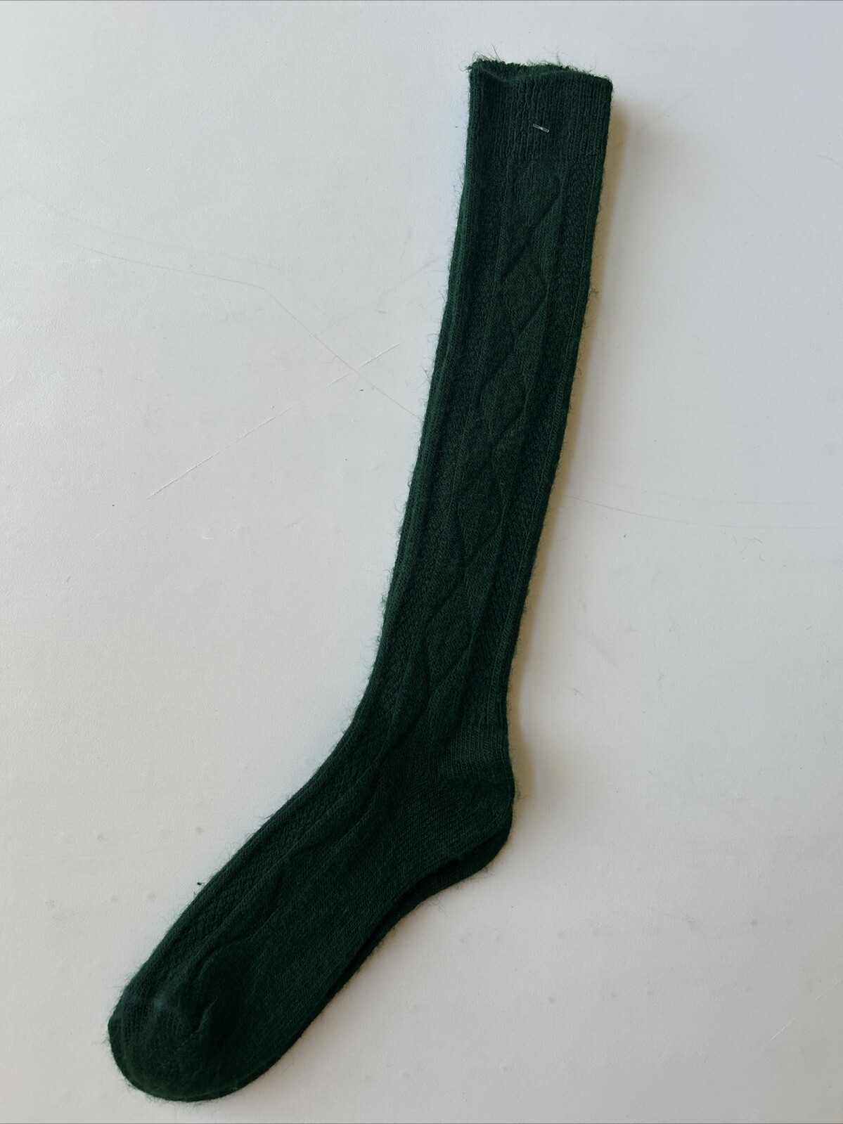 VTG Socks Hosiery 80’s Cable Knit Green NOS 8-9.5 Sock Size USA Stocking School