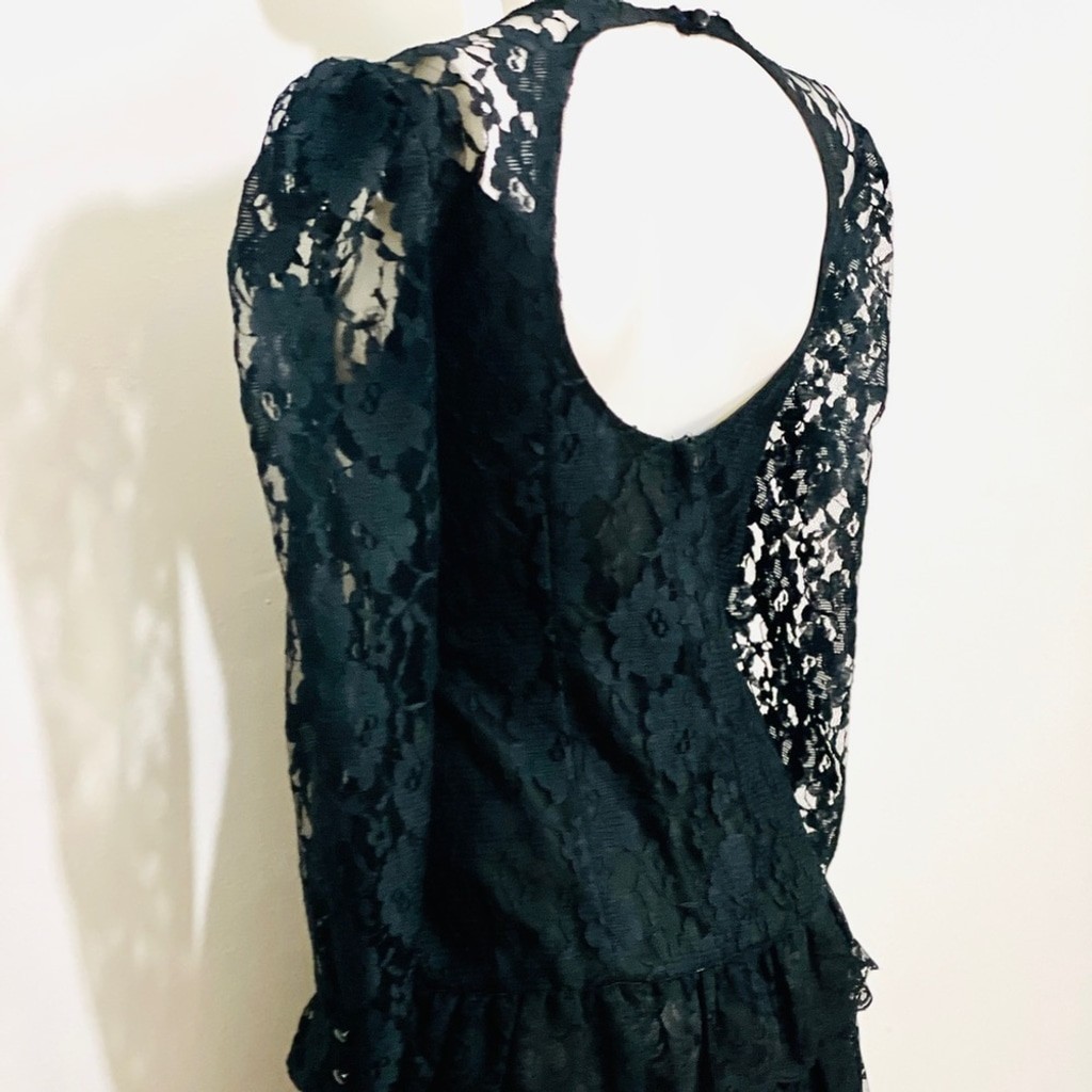 Wednesday Dresses Collections / Beene Black Lace Dress with ruffles