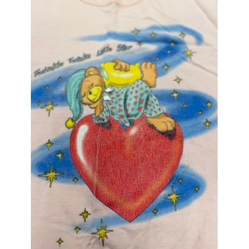 VTG Brisco Apparel Twinkle Little Star Bear Heart Sleep Shirt Pink OS RARE!!