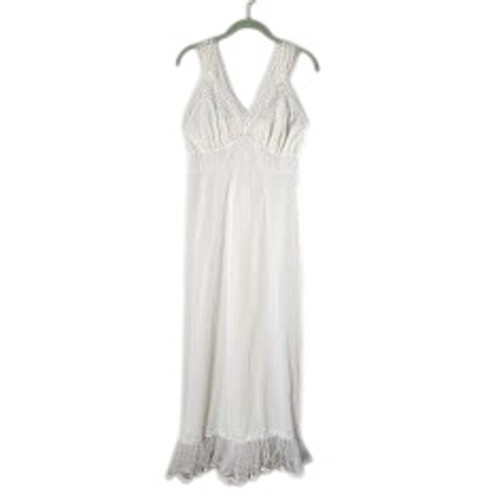 RHYTHM LINGERIE Vintage White Nylon Lace Slip Dress Cottagecore Romantic 36