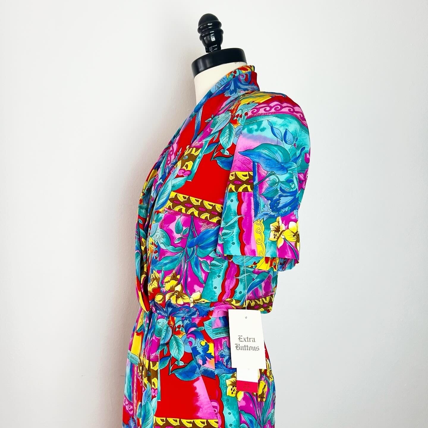 LIZ CLAIBORNE Deadstock 1990’s 90s Vintage Floral Wrap Bust Spring Dress 6P S M