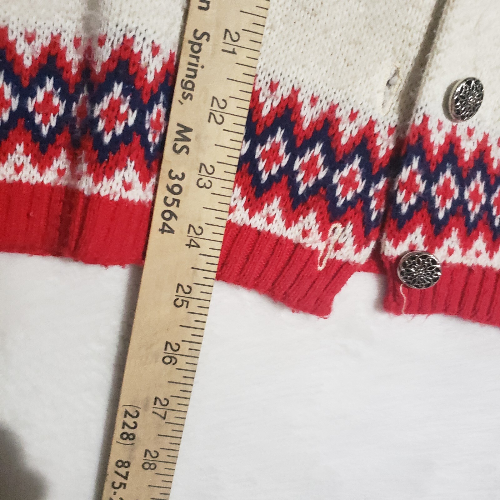 JERSILD Button Cardigan Sweater Nordic Fair Isle Women’s Acrylic USA 38 Med VTG