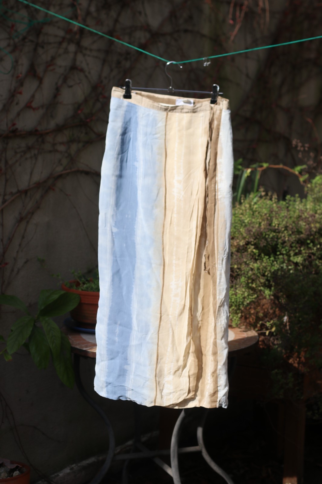 Vintage Gerry Weber Maxi Skirt Blue Beige Tie Dye Pattern Size S-M Summer Boho