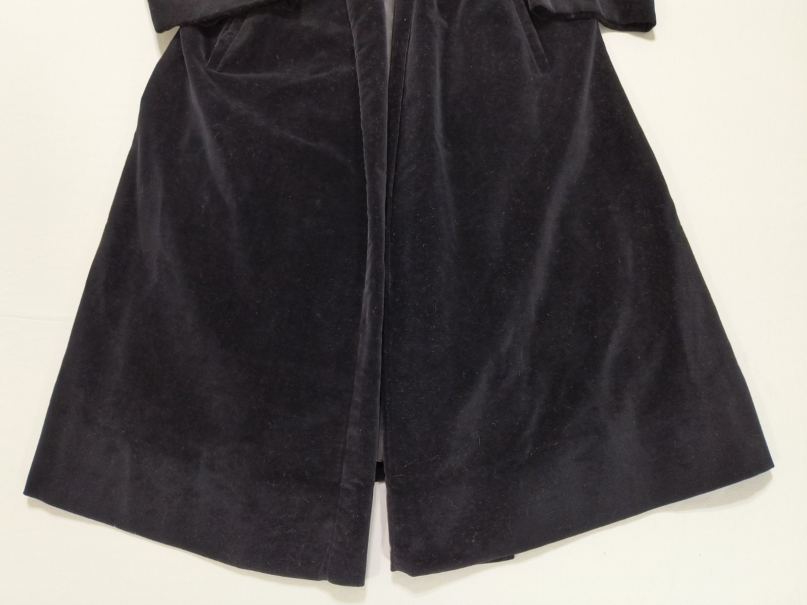 VTG 50s Original Candi Wrap Long Maxi Coat Union Made Black Velvet Witchy L Vamp
