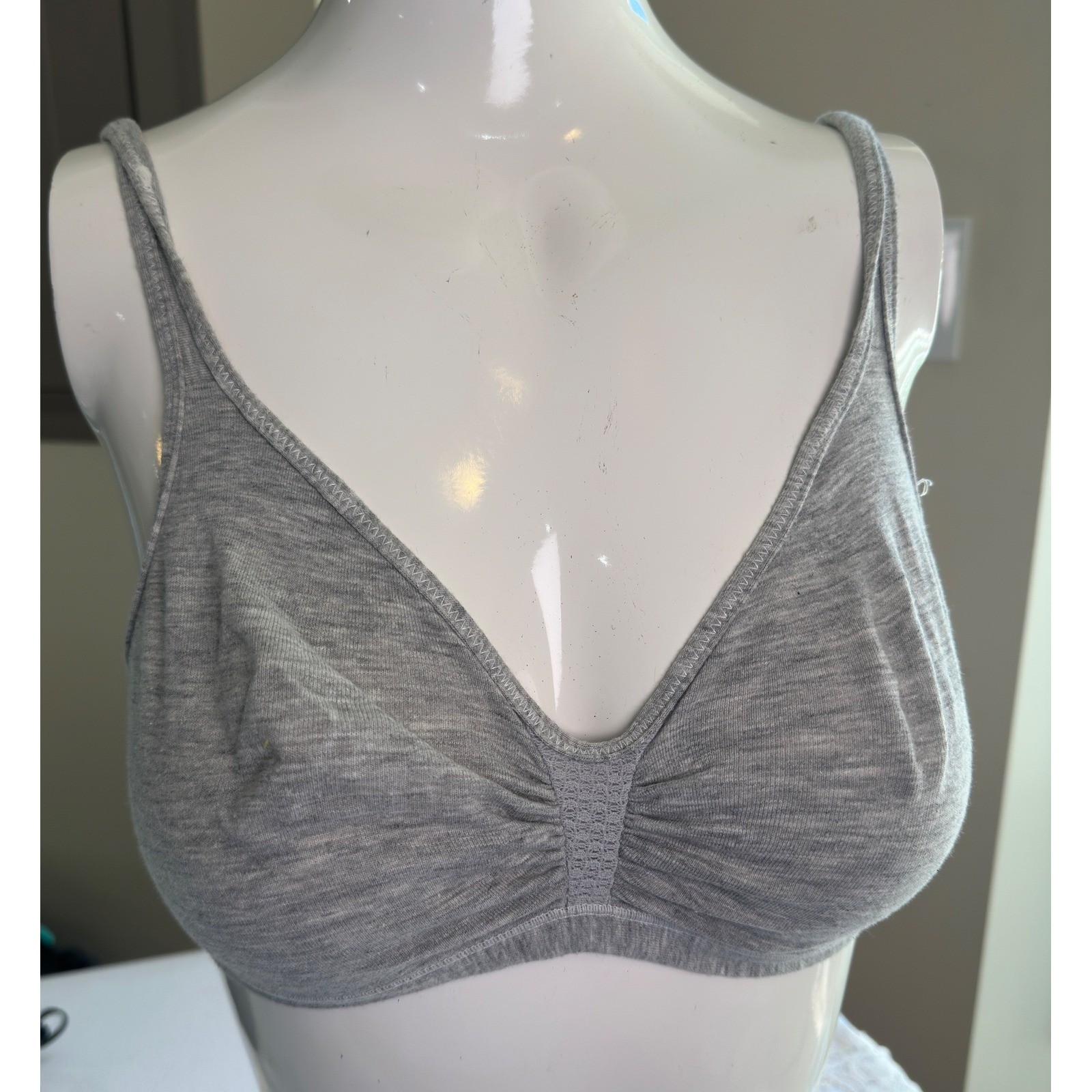 Warner’s Bralette Vintage 90s Gray Cotton Blend Heathered Wireless 36 A-B-C