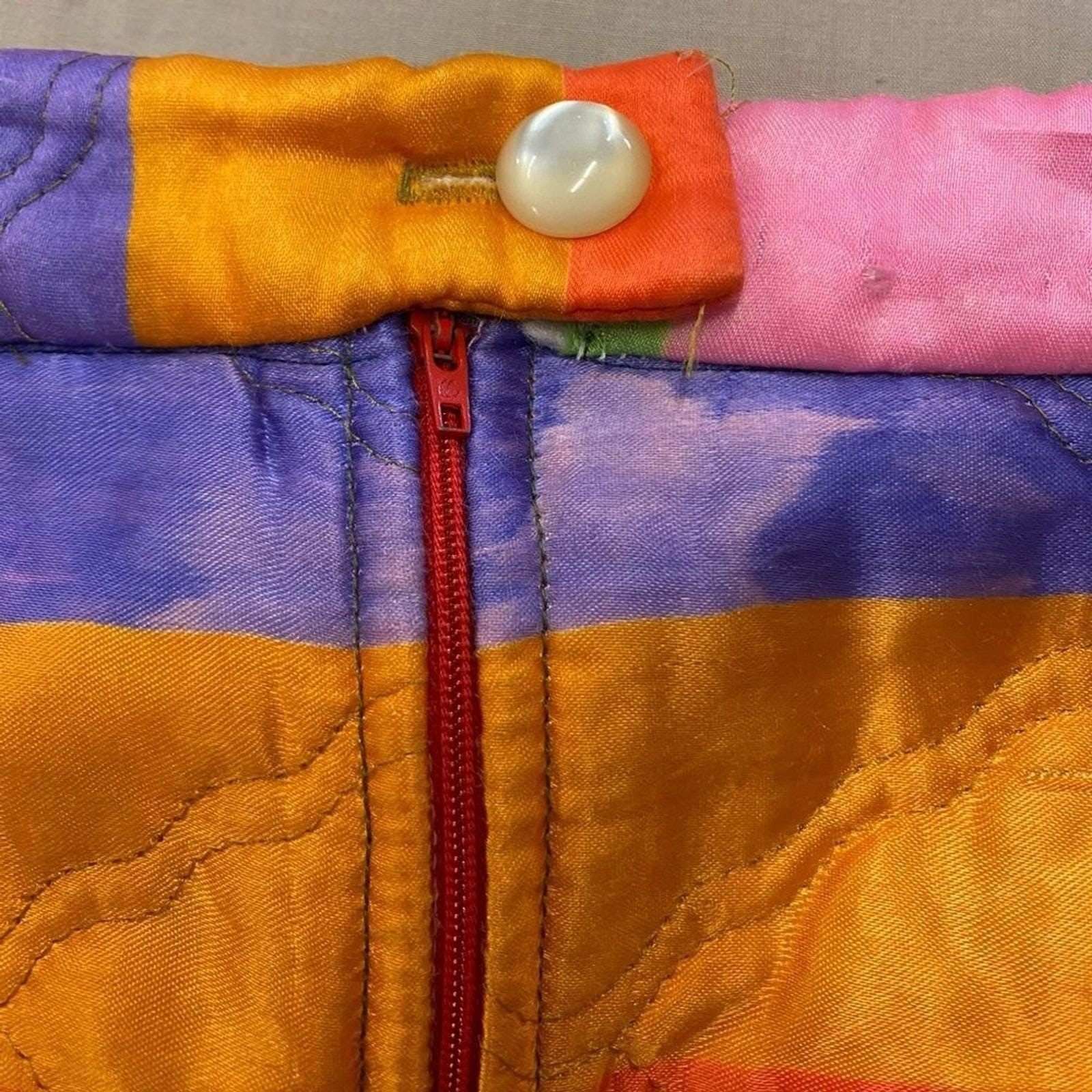 Vintage Rhapsody By Glazier Quilted Striped Maxi Skirt Small Medium Rainbow