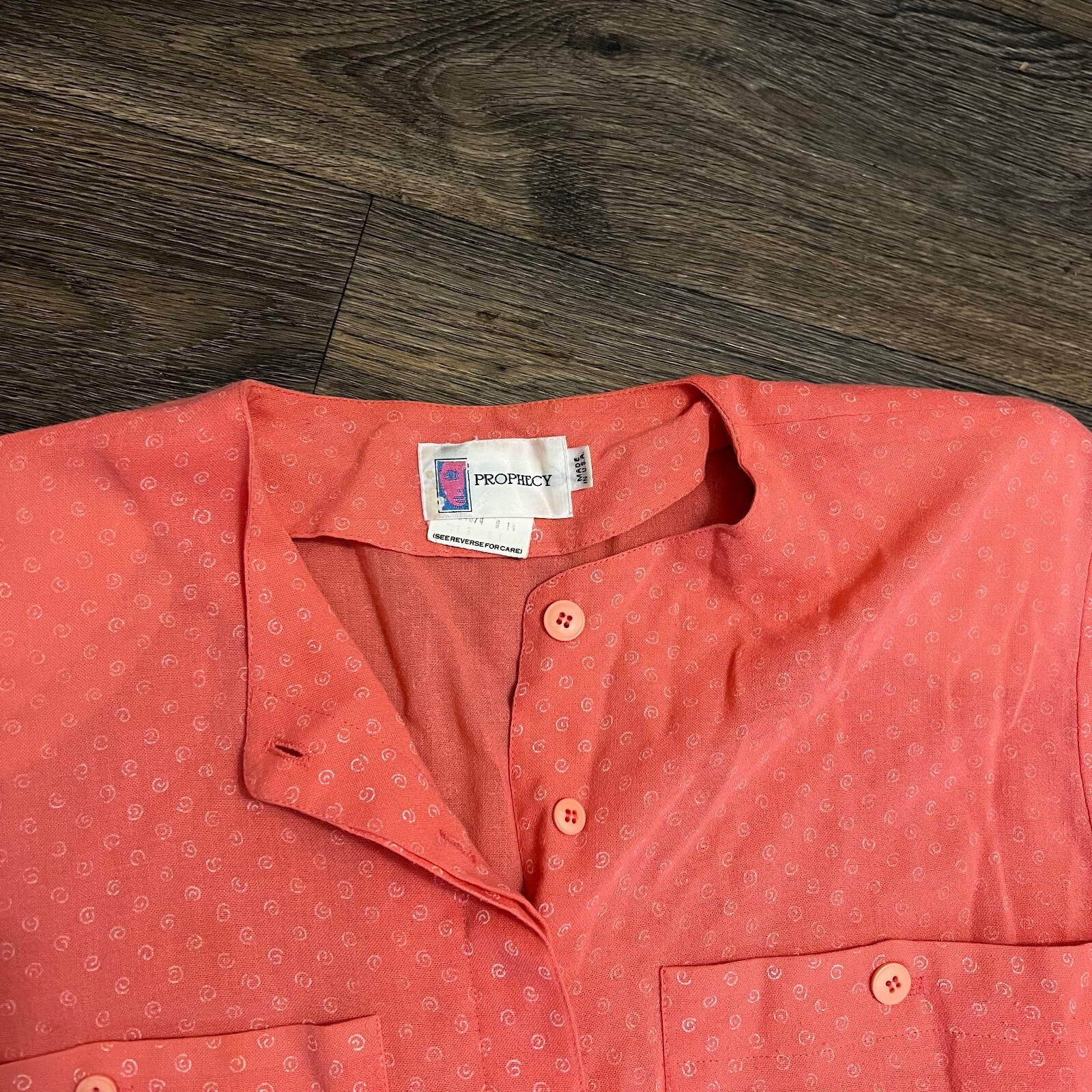 Vintage Prophecy Skirt Short Sleeve Salmon Coral Pink Grannycore Set Size 14