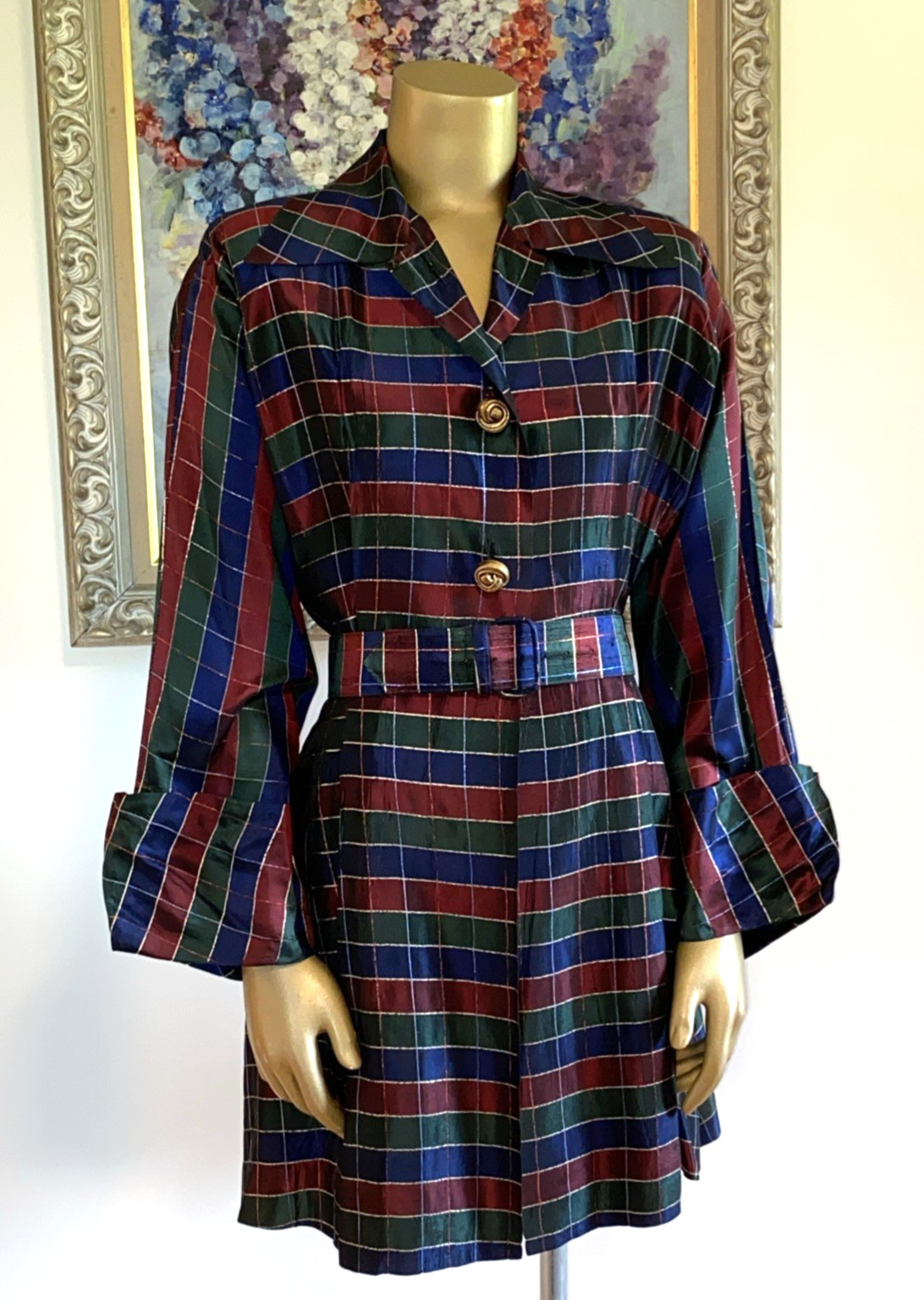 Vintage 40’s 50’s KAMORE Iridescent Taffeta Glam Hostess Jacket L Top Pockets