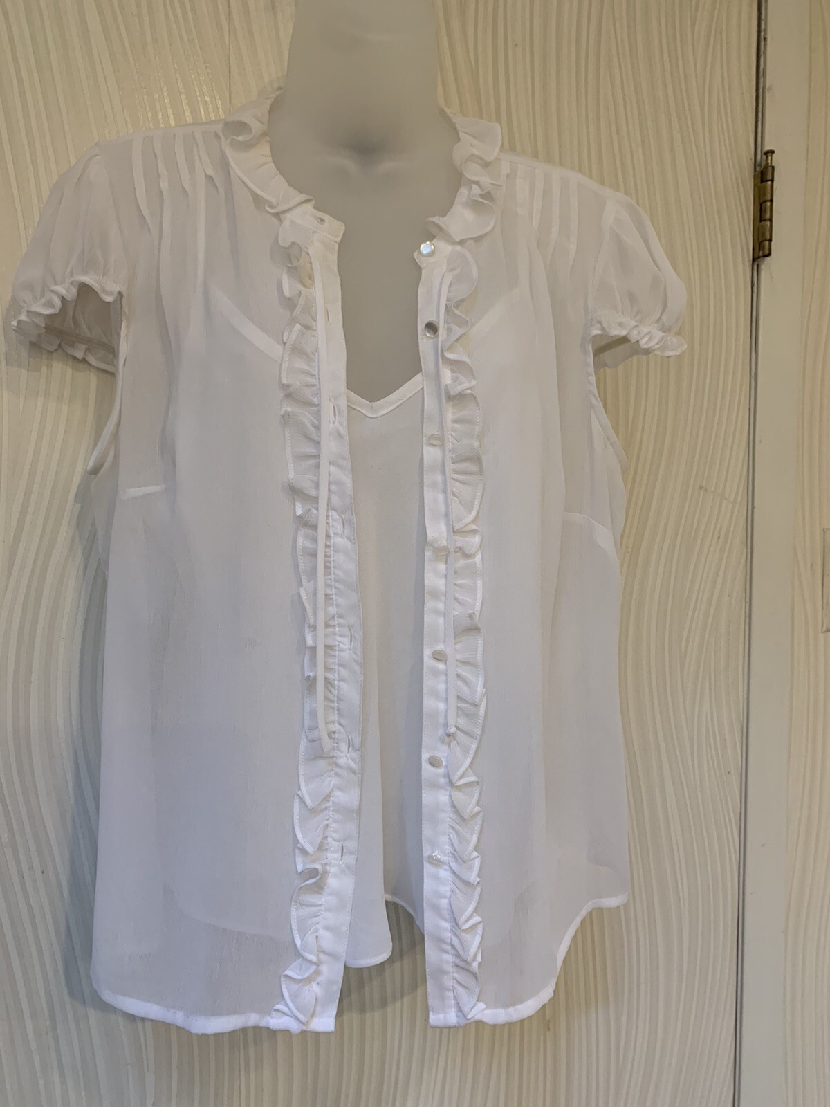 vintage new Bob Mackie Studio 2 piece White Blouse size L