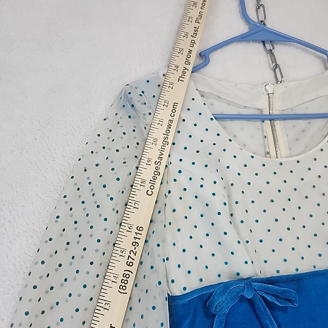 Vtg 60s 70s Empire Waist Maxi Dress Homemade Sheer Sleeve Aqua Blue Velvet
