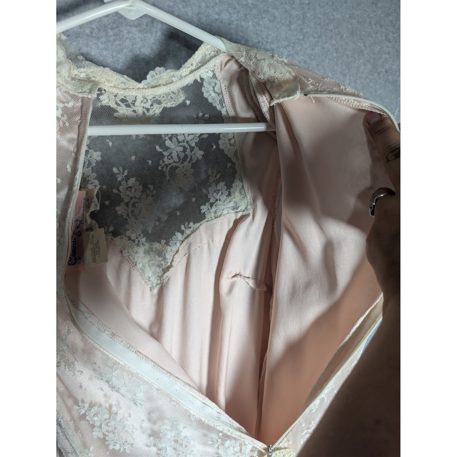 Susan Lane Country Elegance Dress Womens 12 Pink Vintage Lace Tiered Maxi