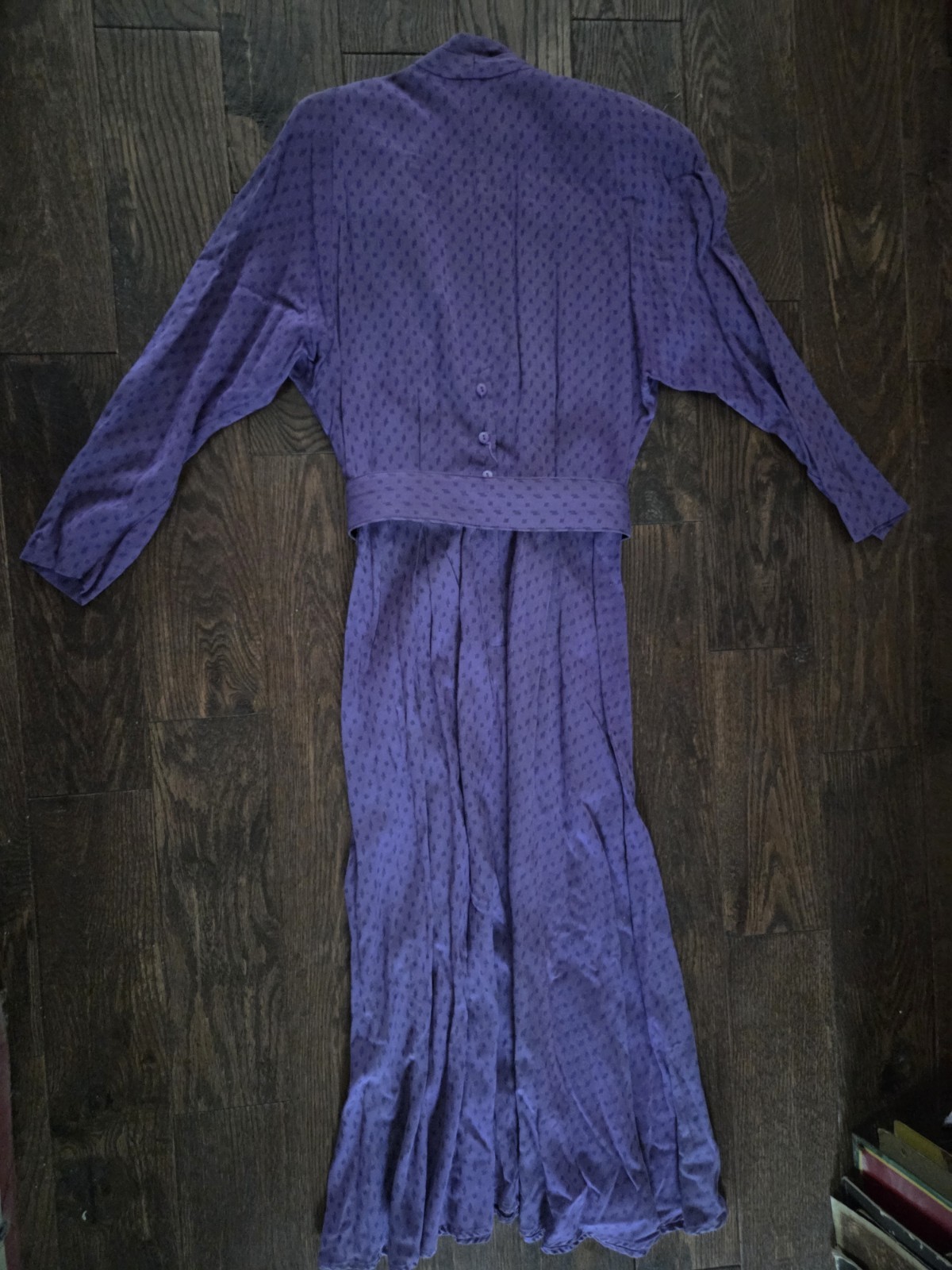 Vintage Rabbit Rabbit Rabbit Designs Purple Belted Midi Dress Sz 6 Dolman Sleeve
