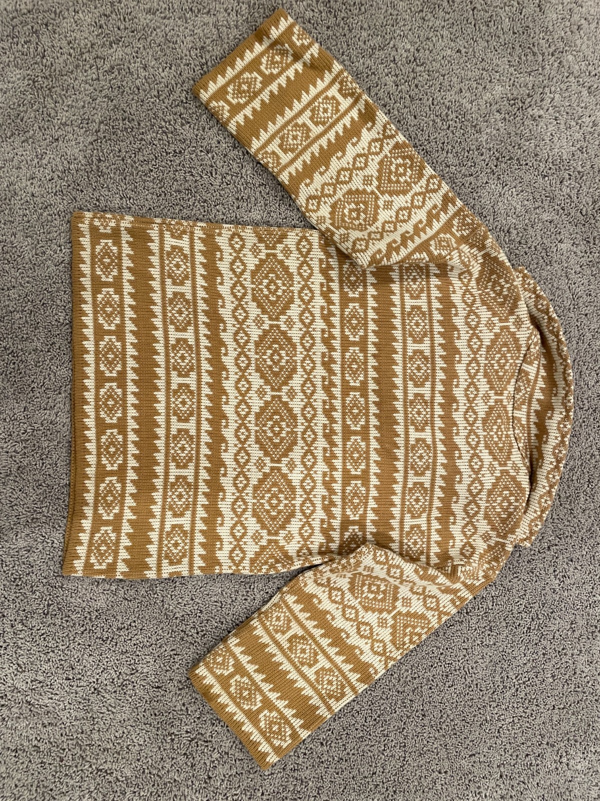 Vintage Leroy Knitwear Geometric Textured Sweater Funnel Neck Button Front 60’s