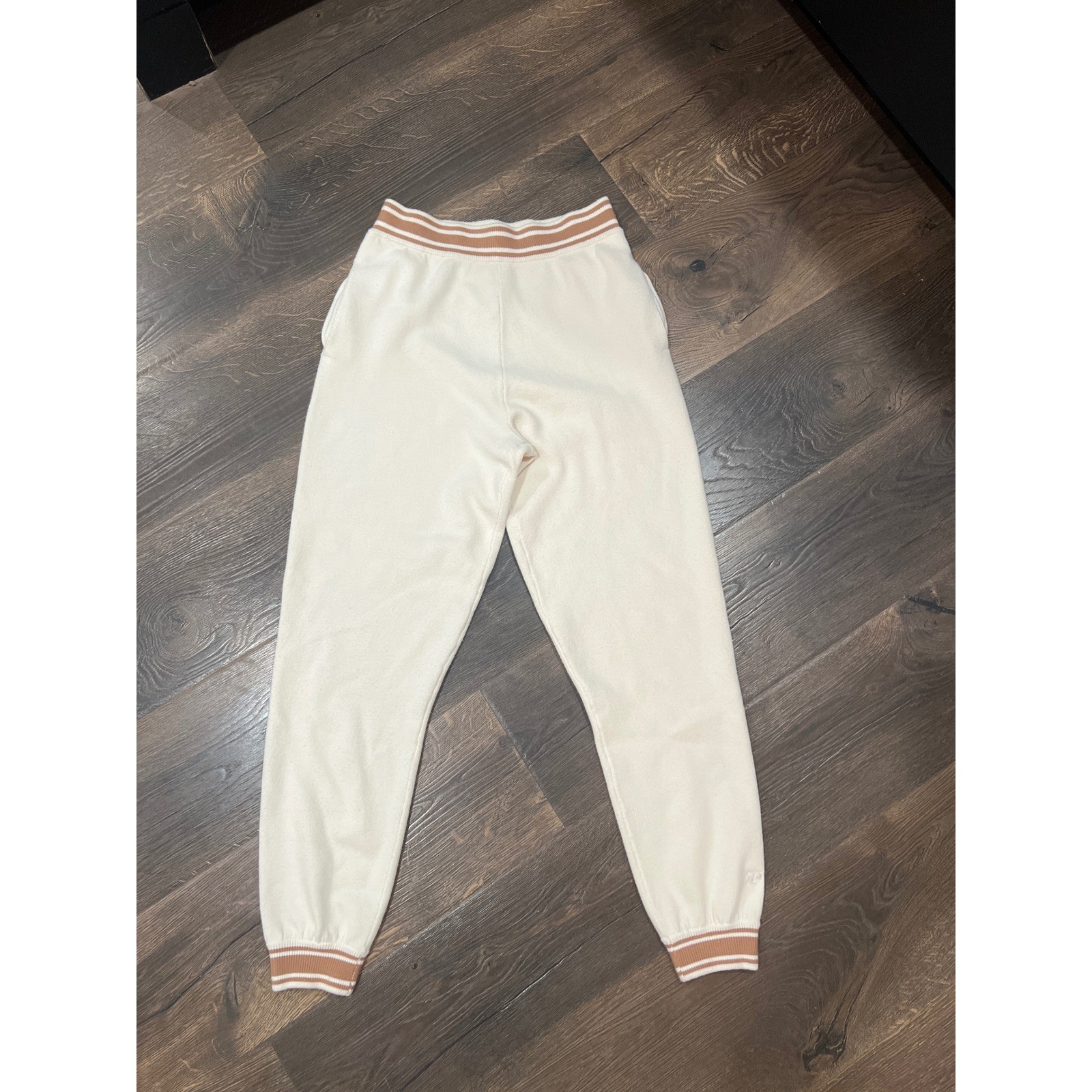 PINK Victoria’s Secret Velour Joggers Sweatpants Cream Brown Stripe Size S
