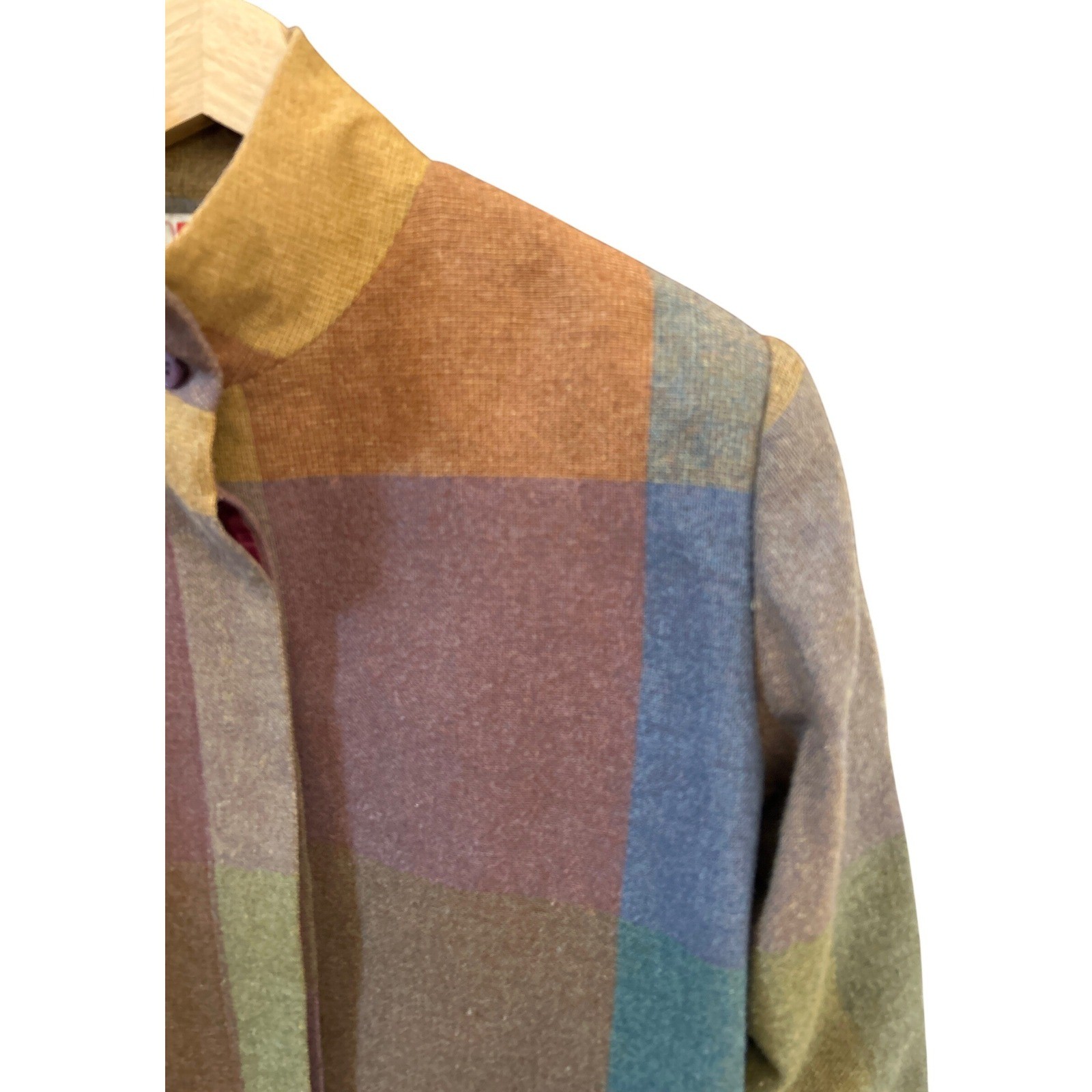 Vintage Pastel Wool Plaid Jacket 80s 90s Soft Grunge Retro Minimalist Coat