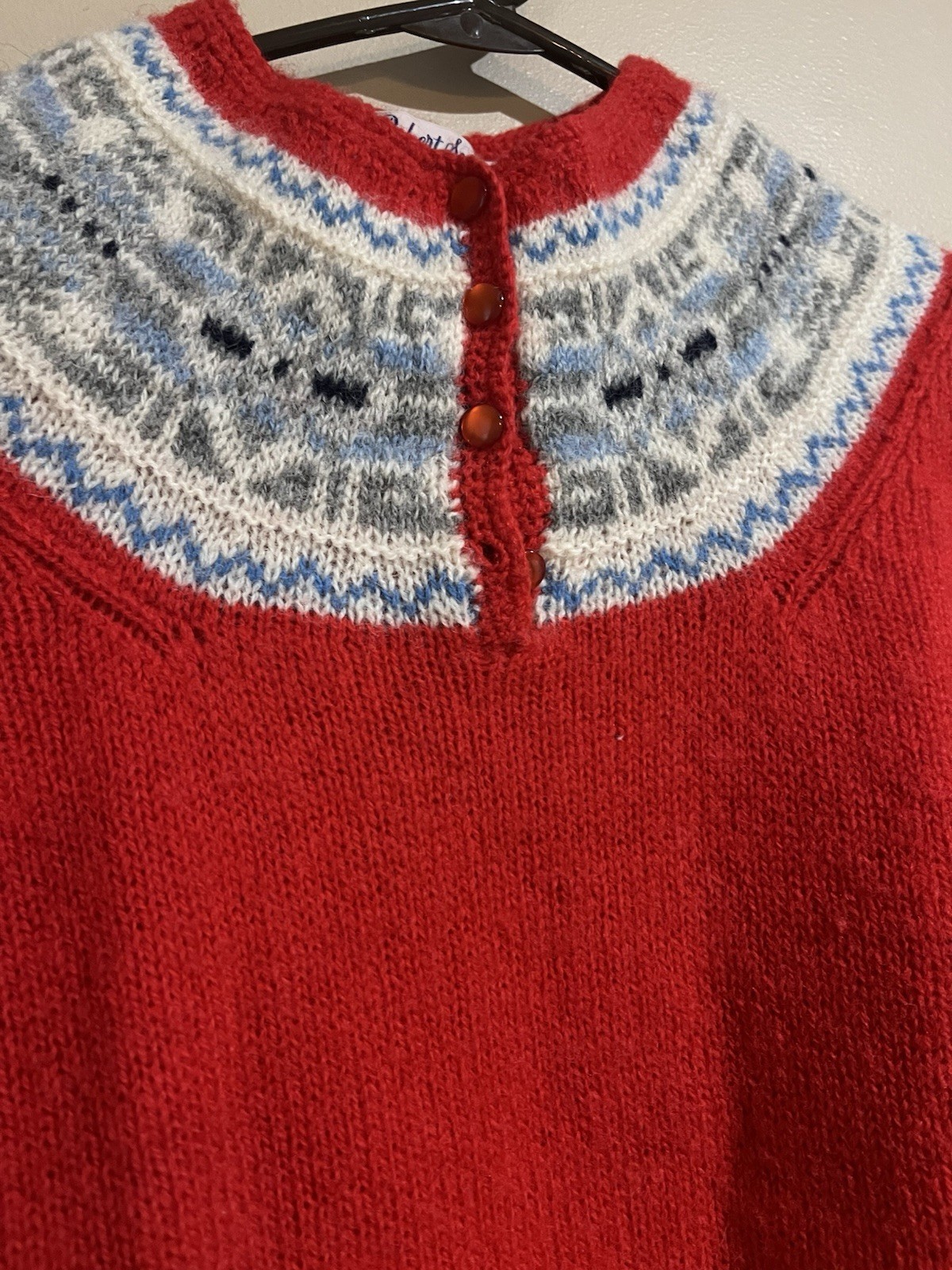 VTG Vintage 80s Robert Scott Ltd Women’s Red Knitted Wool Sweater Size 36 Small