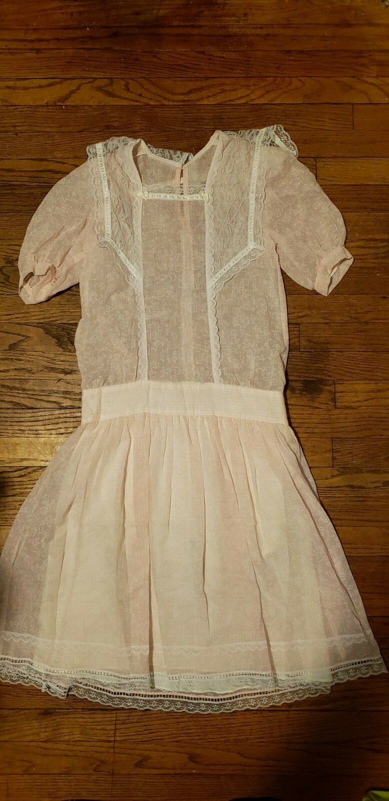 vtg 70S GUNNE SAX LACE VICTORIAN BOHO PRAIRIE DRESS blush pink S