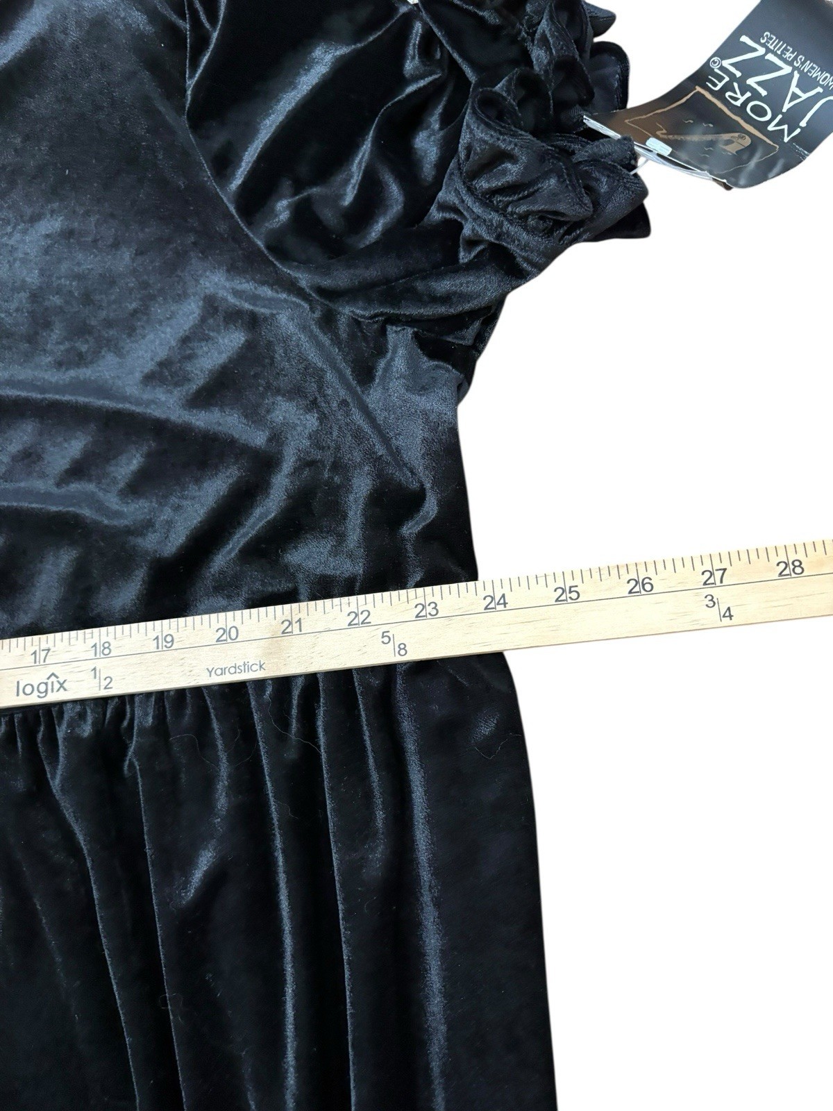 Vintage More Jazz Velvet Choir Dress Black Button Front Ruffle Hem 20WP NWT