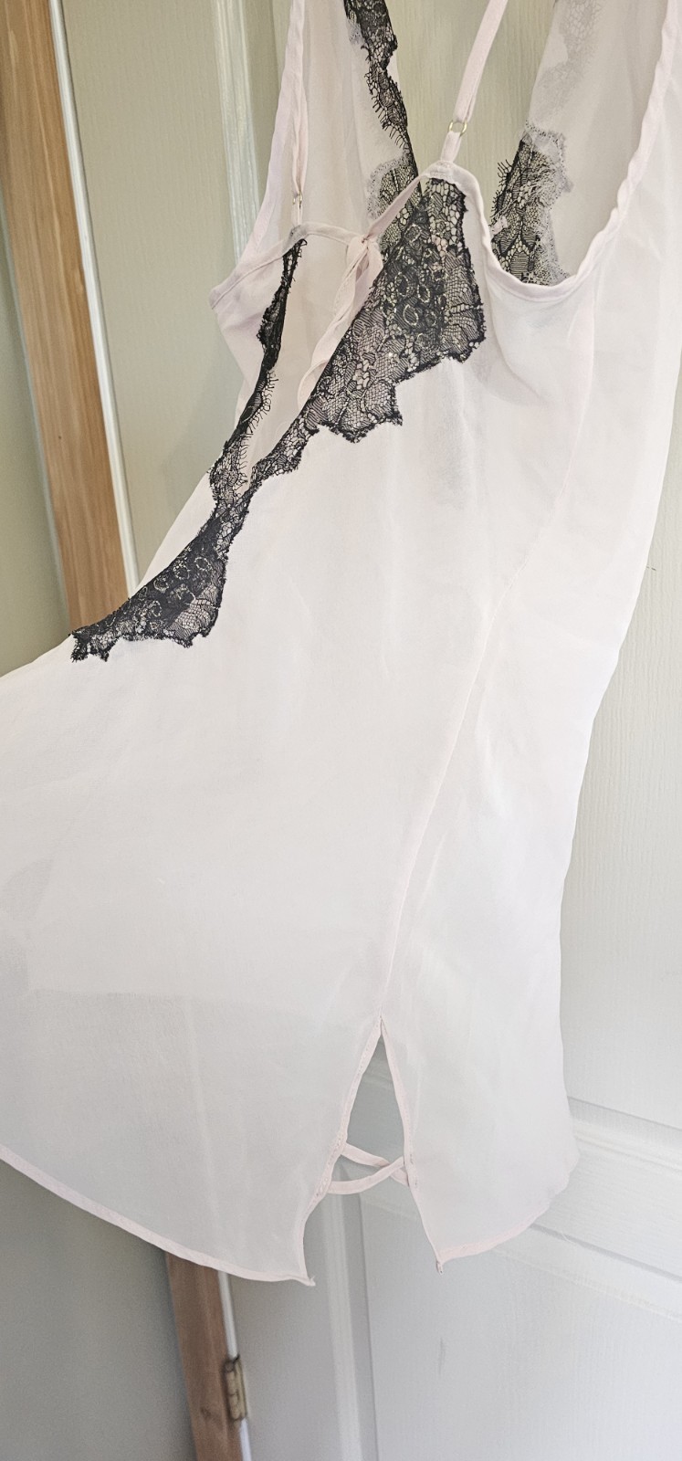 Vintage Y2K Early 2000’s Pink With Black Lace Babydoll Lingere Nightgown Medium