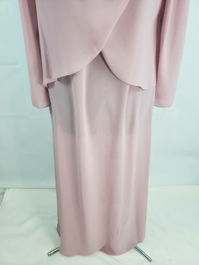 Mister Jay Womens Chiffon Maxi Shift Dress Scoop Button Layered Vtg size 14 U15