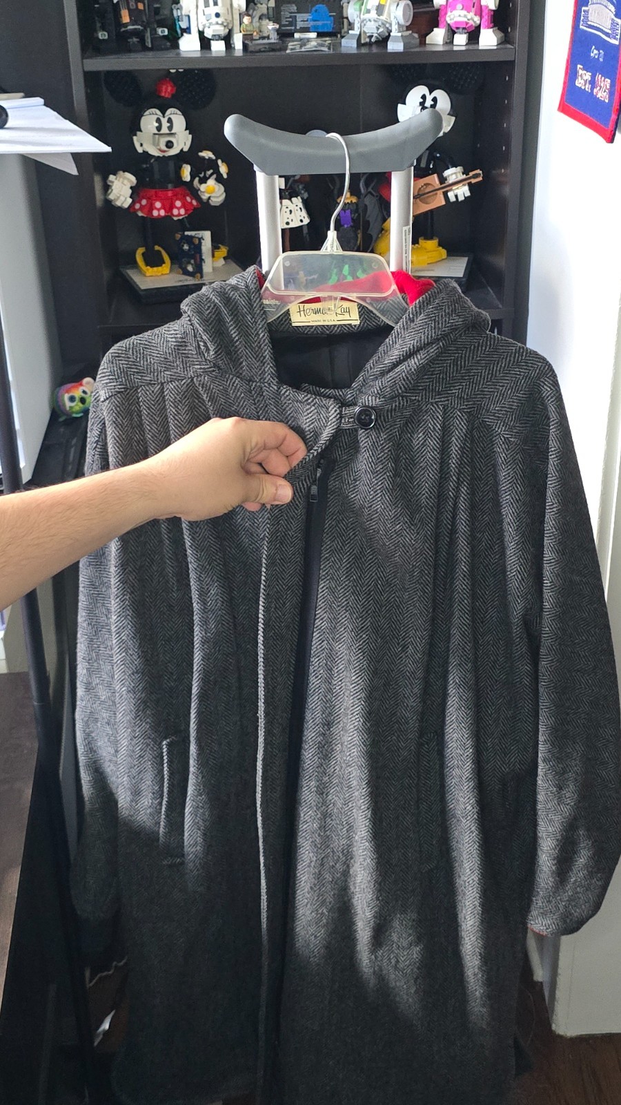 Vintage Women’s Gray Wool Coat – Herman Kay – Size L – ILGWU Union Made – 1980s