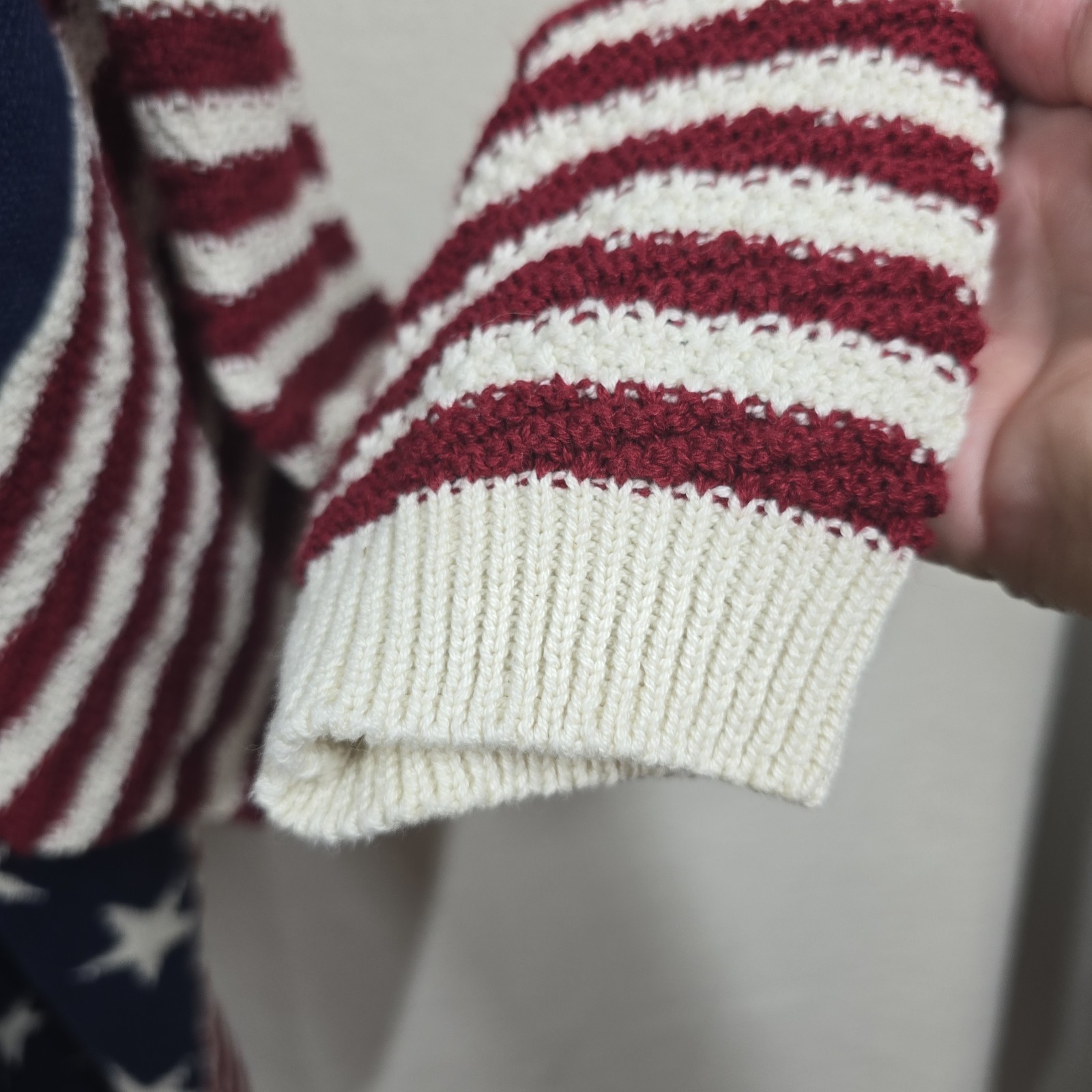 Vintage American Flag Novelty Cotton Chunky Knit Cardigan Women’s Plus 22/24 3X