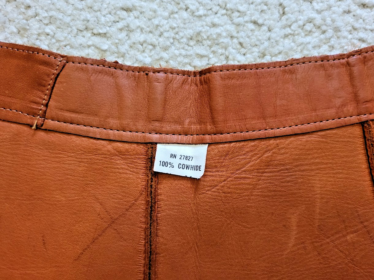 VTG. Handmade Natural Tanned Cow Hide Leather BOHO/Western/Cowgirl Skirt Small