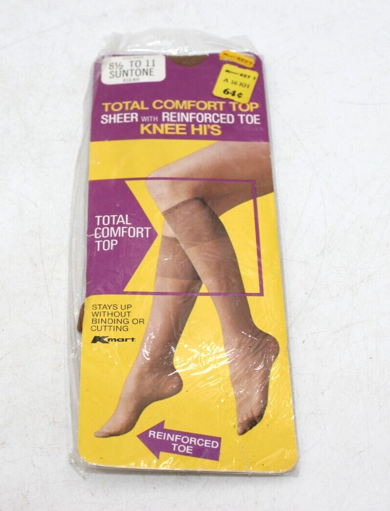 Kmart Knee Hi’s Size 8.5-11 Sheer Reinforced Toe Suntone 1 Pack VTG Nylon Comfor