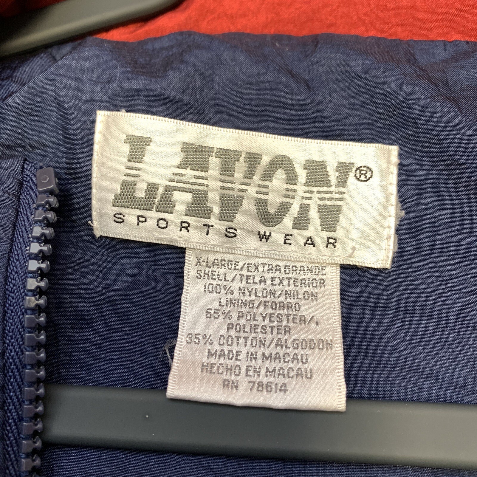 Vtg Lavon Jacket XL Nylon Windbreaker Red Blue White Yellow 80s 90s Fresh Prince