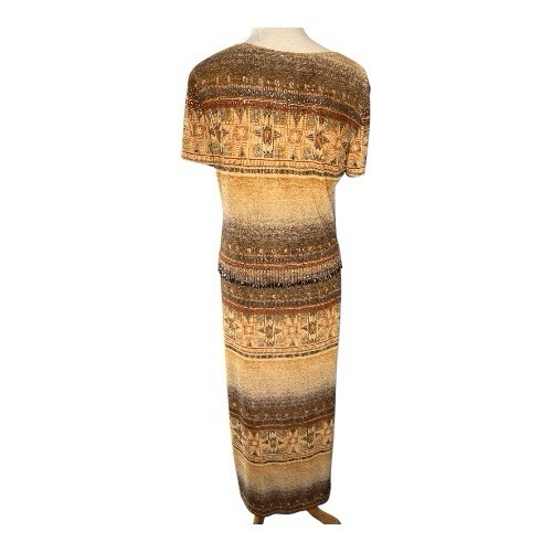Vintage 90’s Aztec Beaded Boho Skirt & Top Size 12 Joseph Ribkoff
