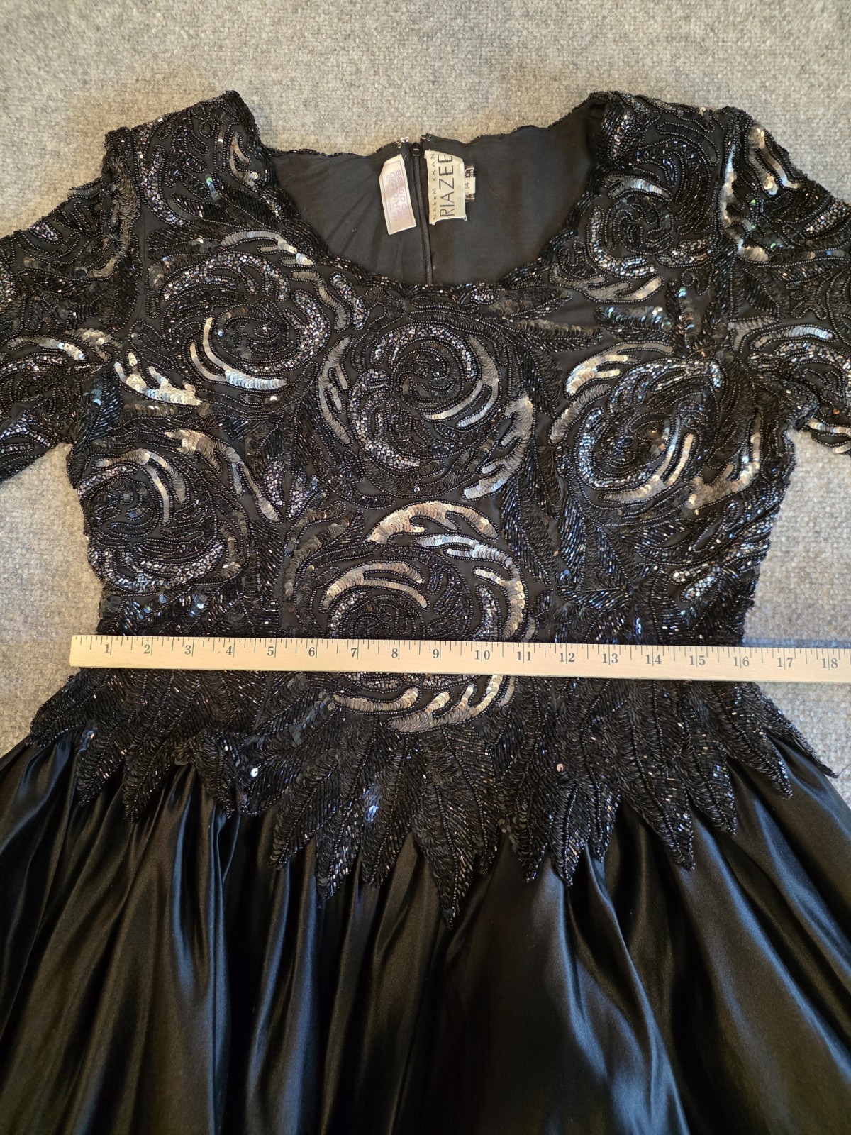 Vtg 80s Riazee Naeem Khan Bergdorf Goodman Beaded Sequin Silk Evening Gown Sz 14