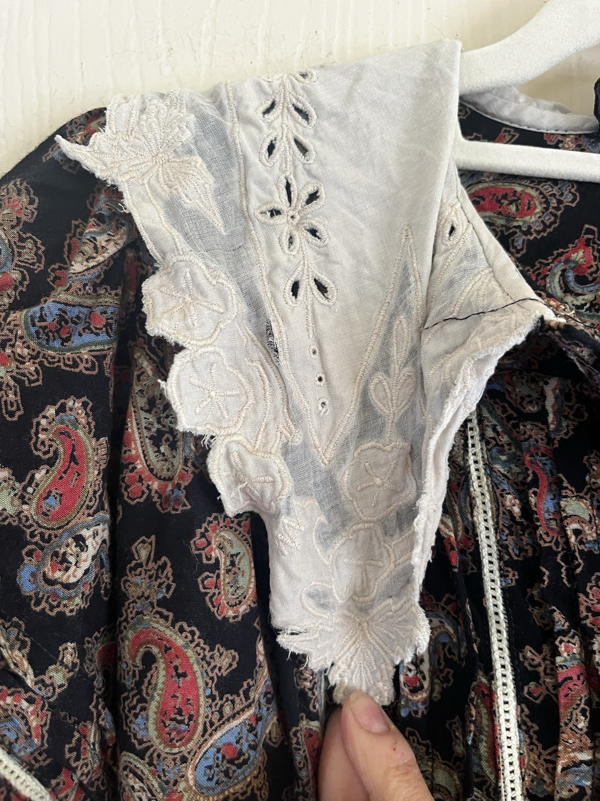 VTG 70s PHOOL Cottagecore Embroiderd Lace Prairie Farmers Daughter Dress S