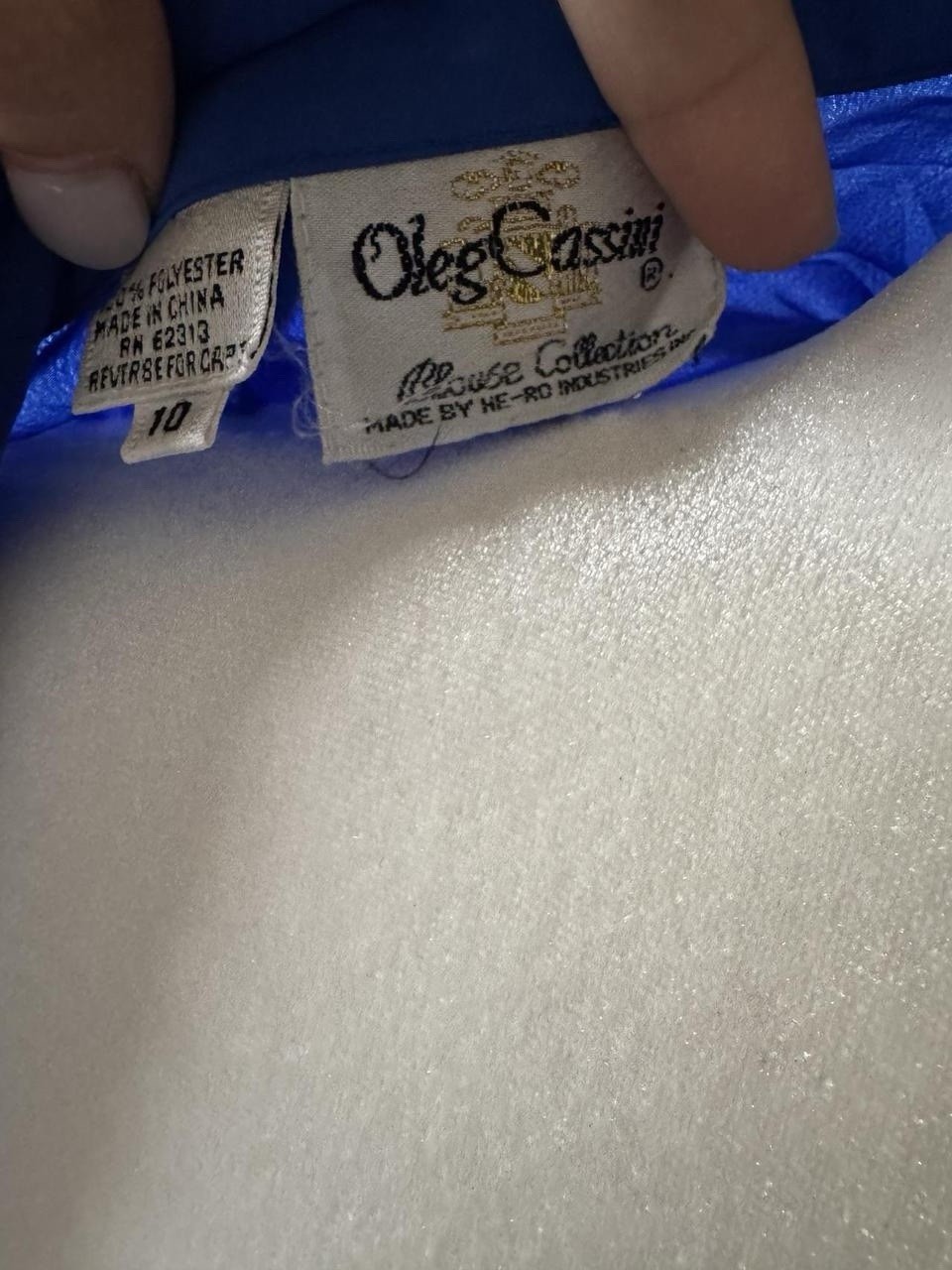 Oleg Cassini Vintage Royal Blue Embroidered Blouse Sz 10