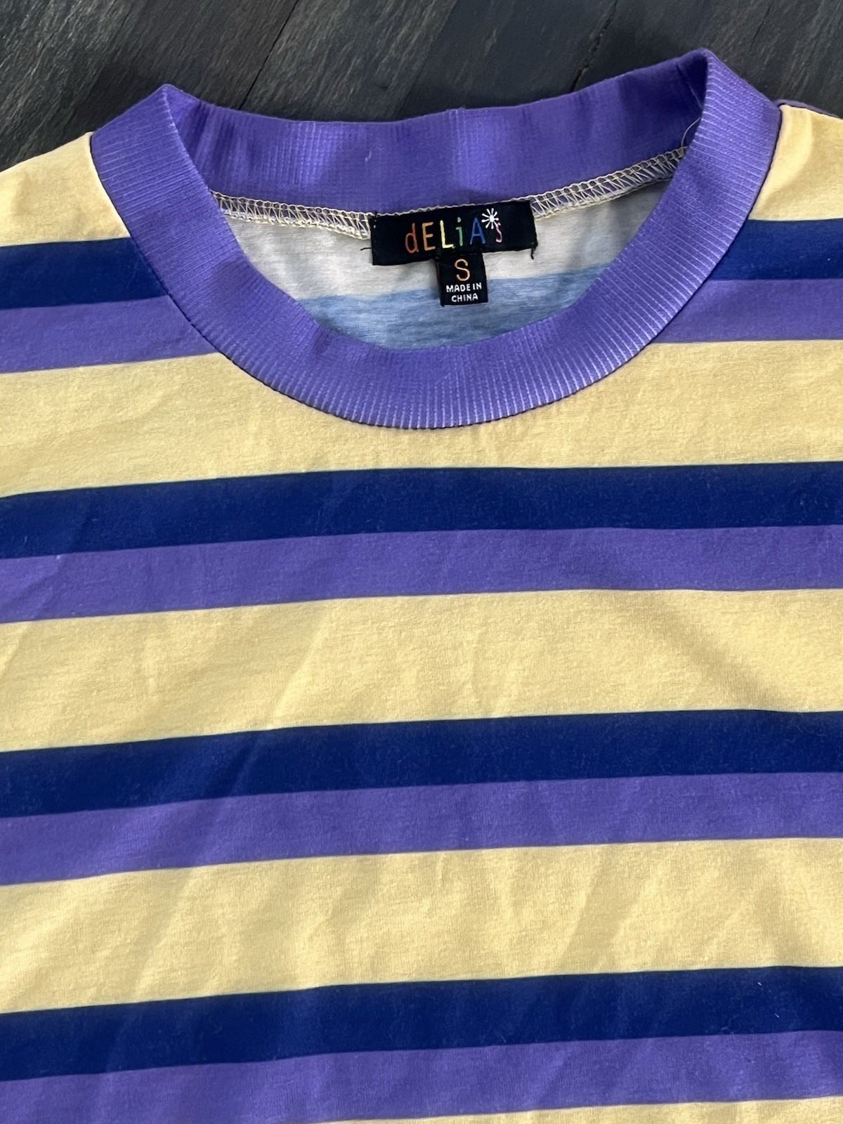 Y2K Vintage dELiA*s Striped Long Sleeve Tunic Women’s Small Purple Yellow