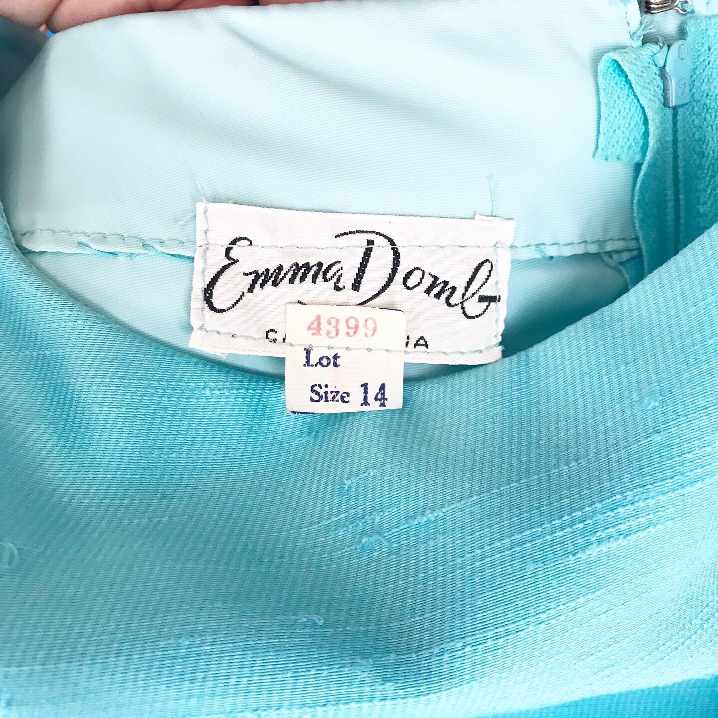 SILK LINEN 1960’s 60s Turquoise Blue Vintage Emma Domb Cocktail Easter Dress S M