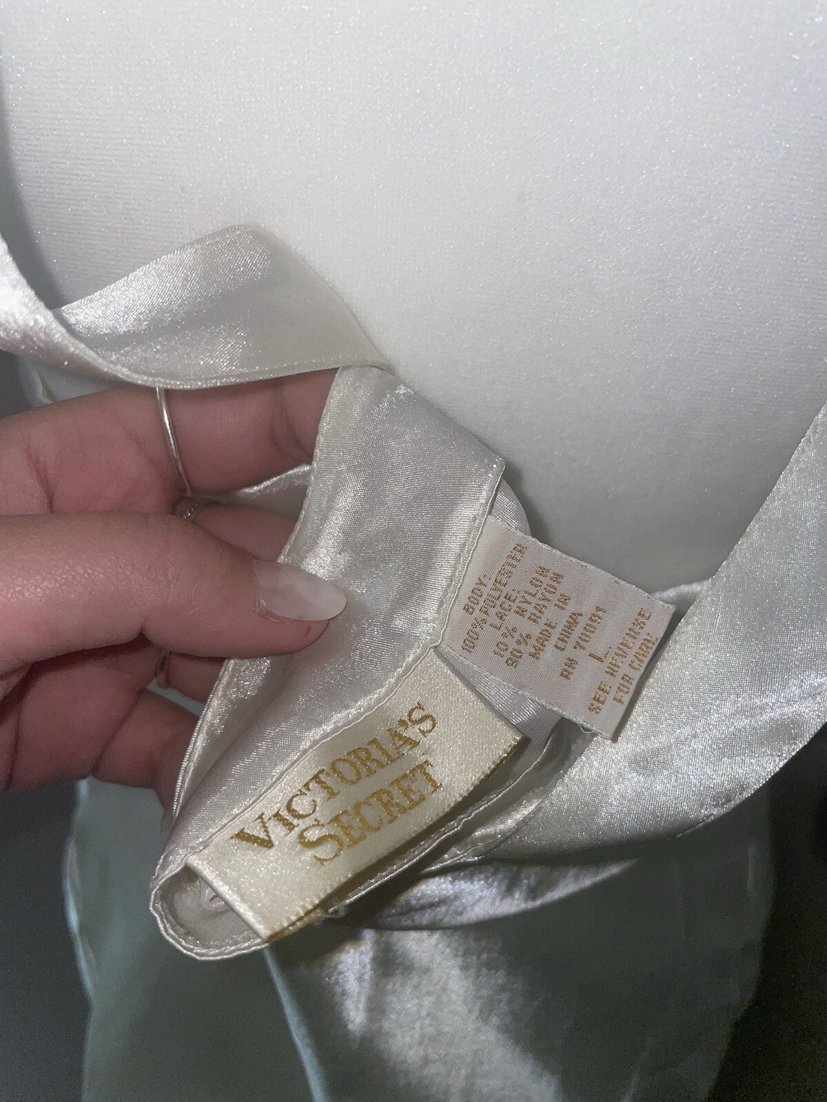 Vintage Victoria Secret Gold Label Satin Chemise Slip Dress Champagne Large Y2K