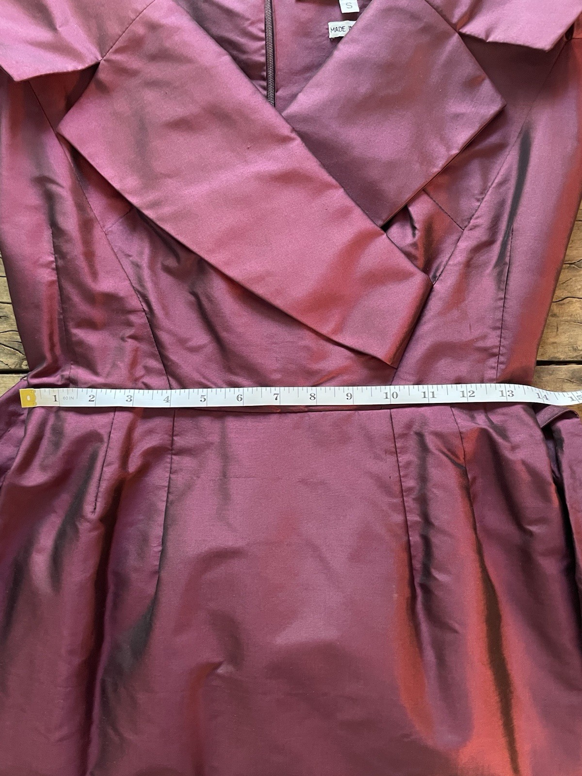 Vtg 1990s Catherine Regehr Dress Burgundy Silk Taffeta Evening Formal Dress Sz S